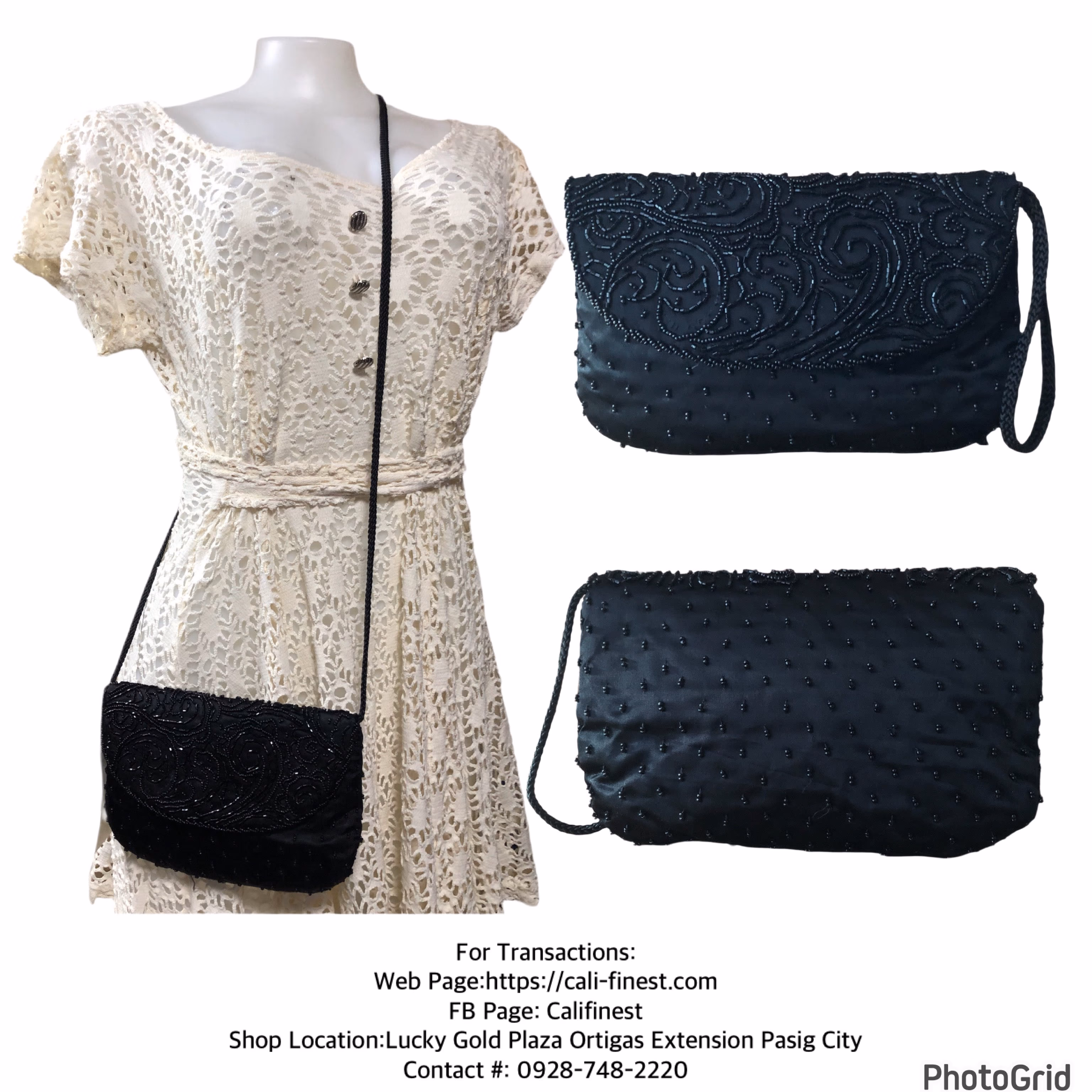 La Regale Evening Beaded Black Mini Crossbody Bag