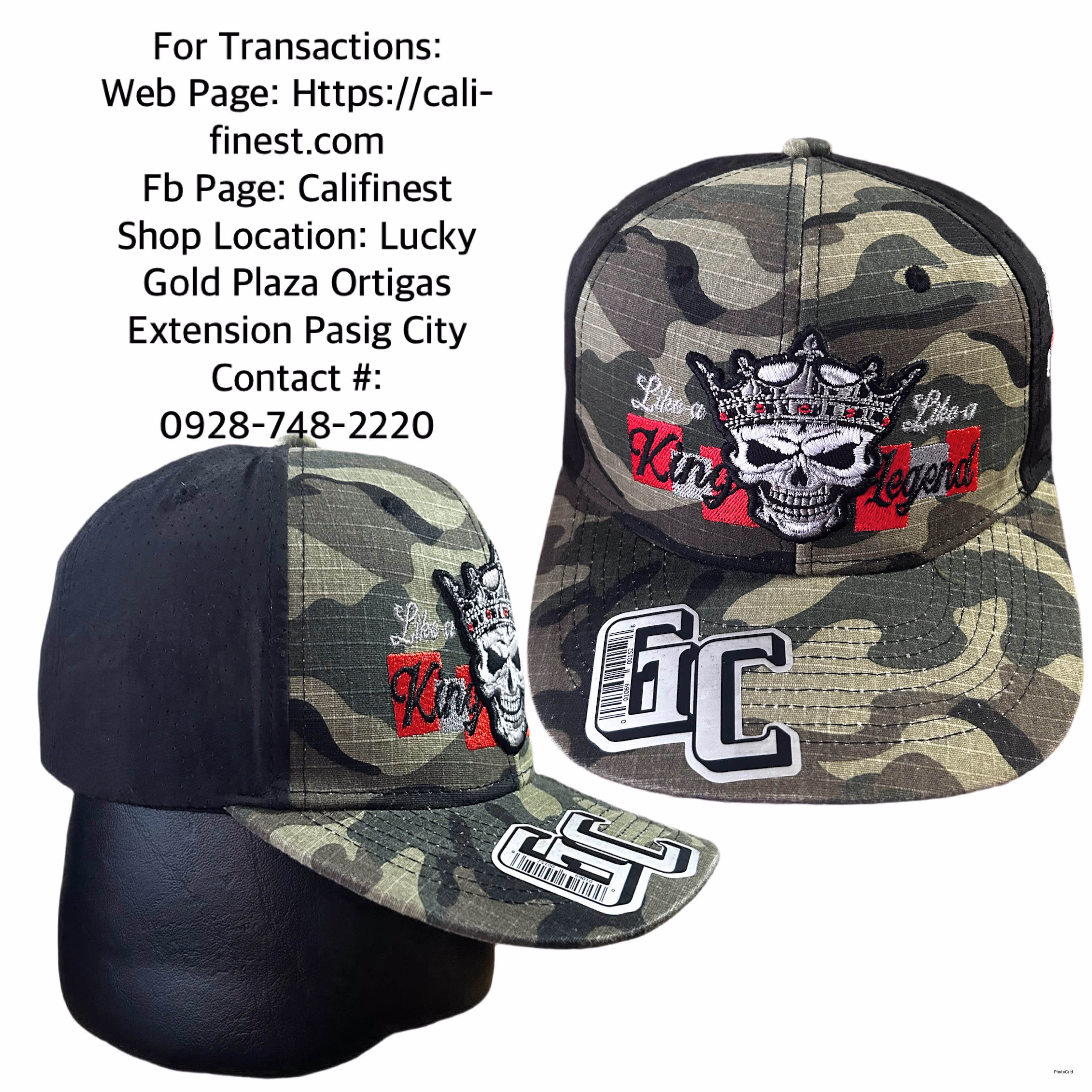 GC Like a king Like a Legend embroidered skull hat cap   C#0010 