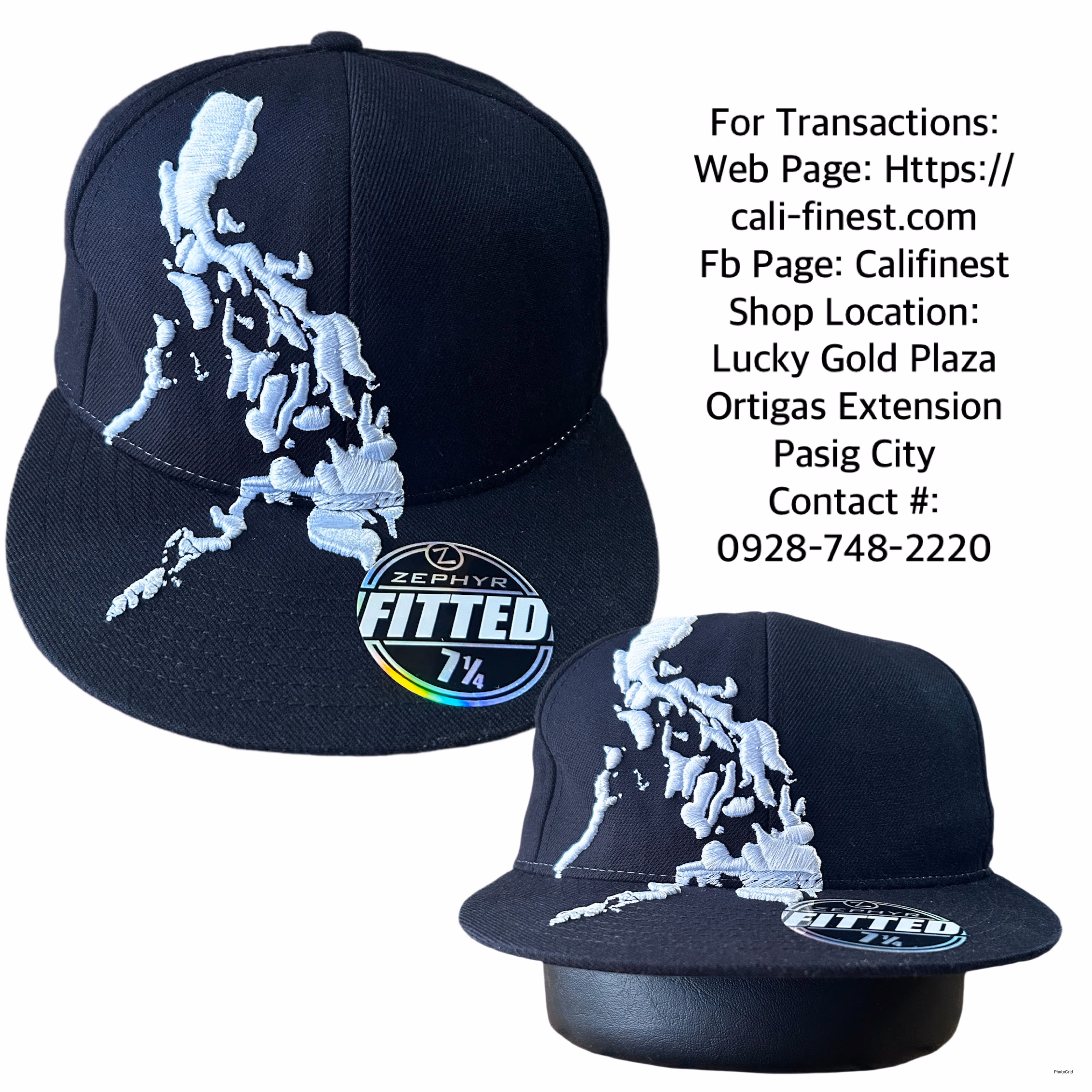 Zephyr Map of the Philippines fitted Baseball Black Cap  C#0018 