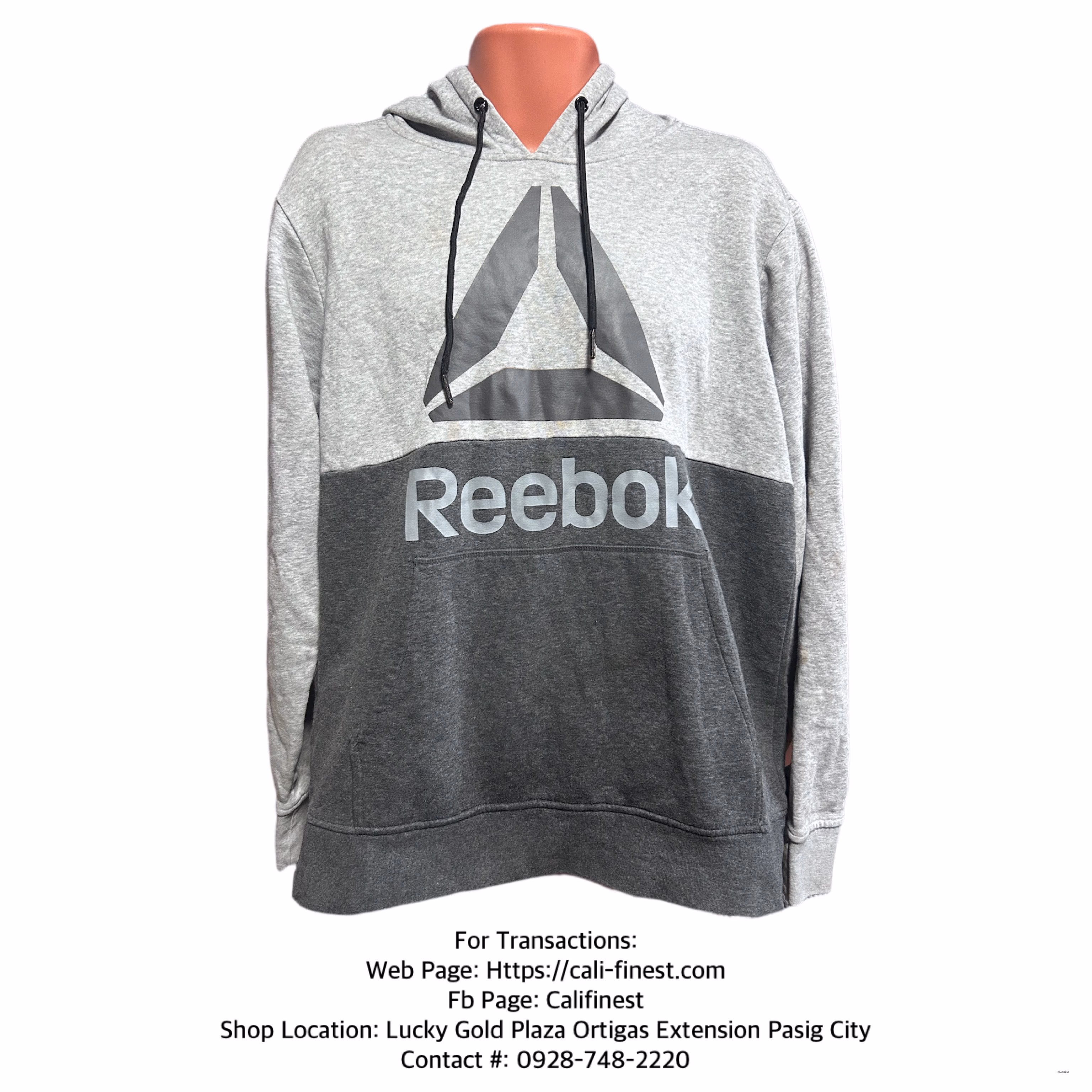 Reebok Light Grey Hoodie Jacket for Men 