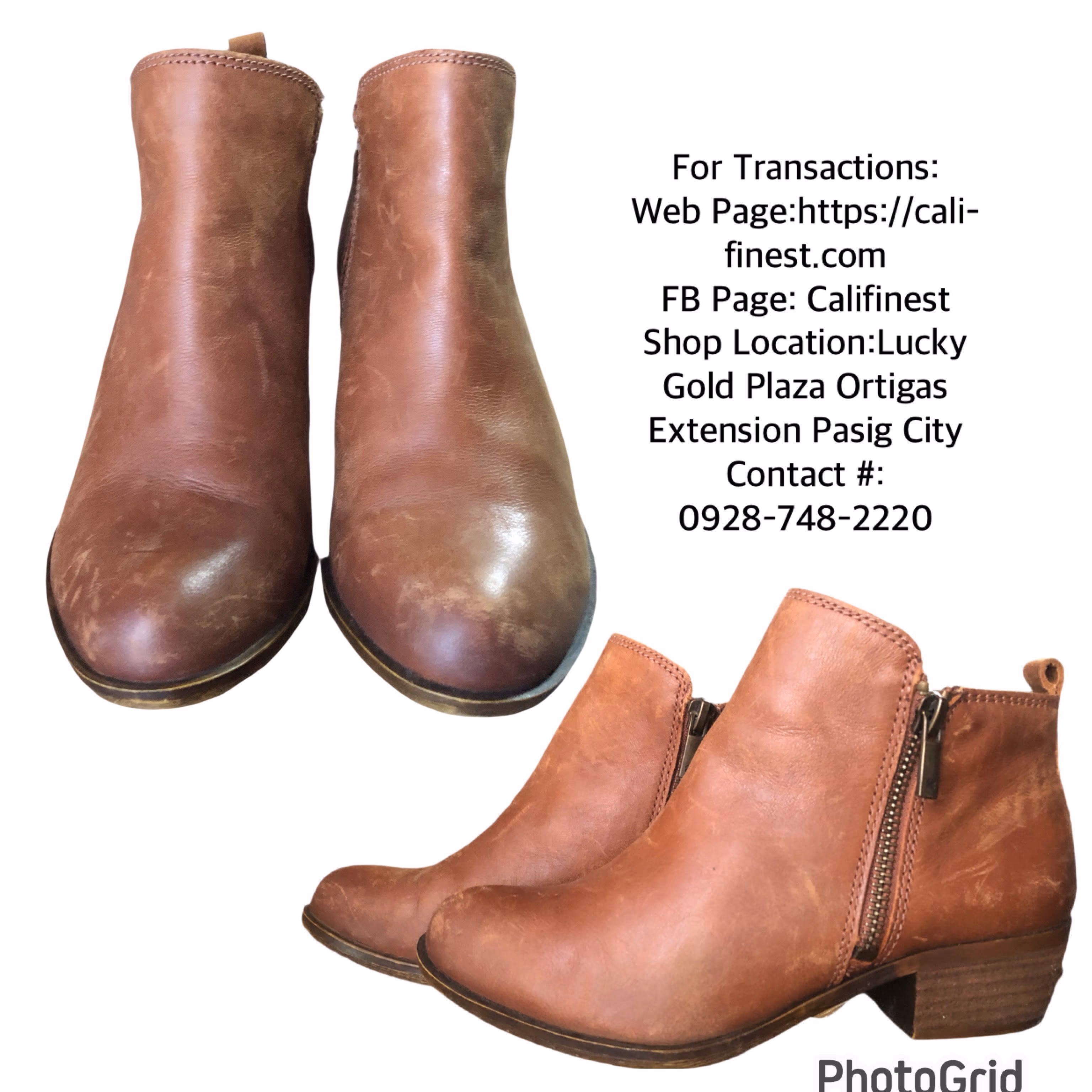 Lucky Brand Boots Womens 5 M Basel Ankle Booties Brown Leather Zip Heels Almond