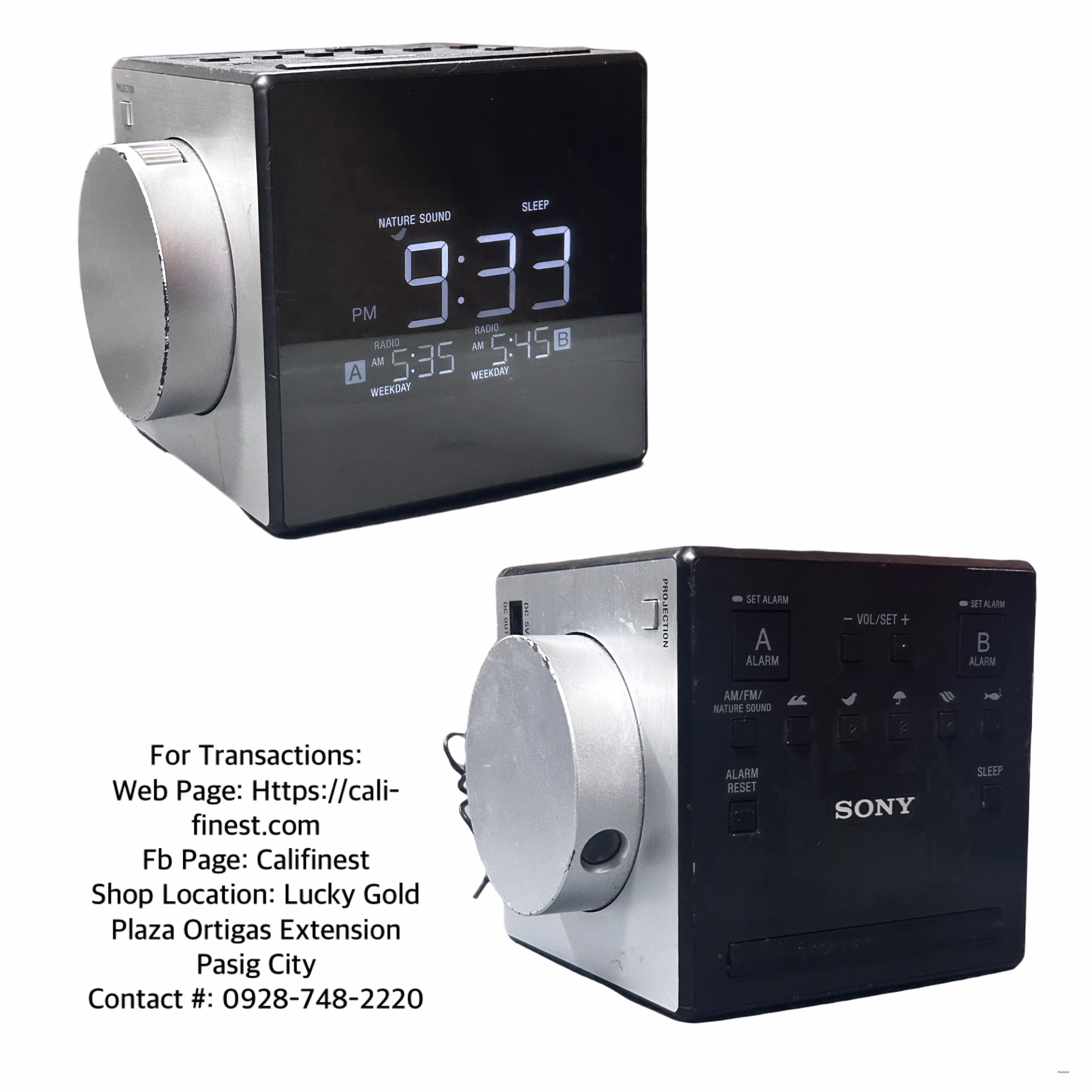 Sony ICF-C1PJ Alarm Clock Radio with Time Projector Nature Sounds,110V