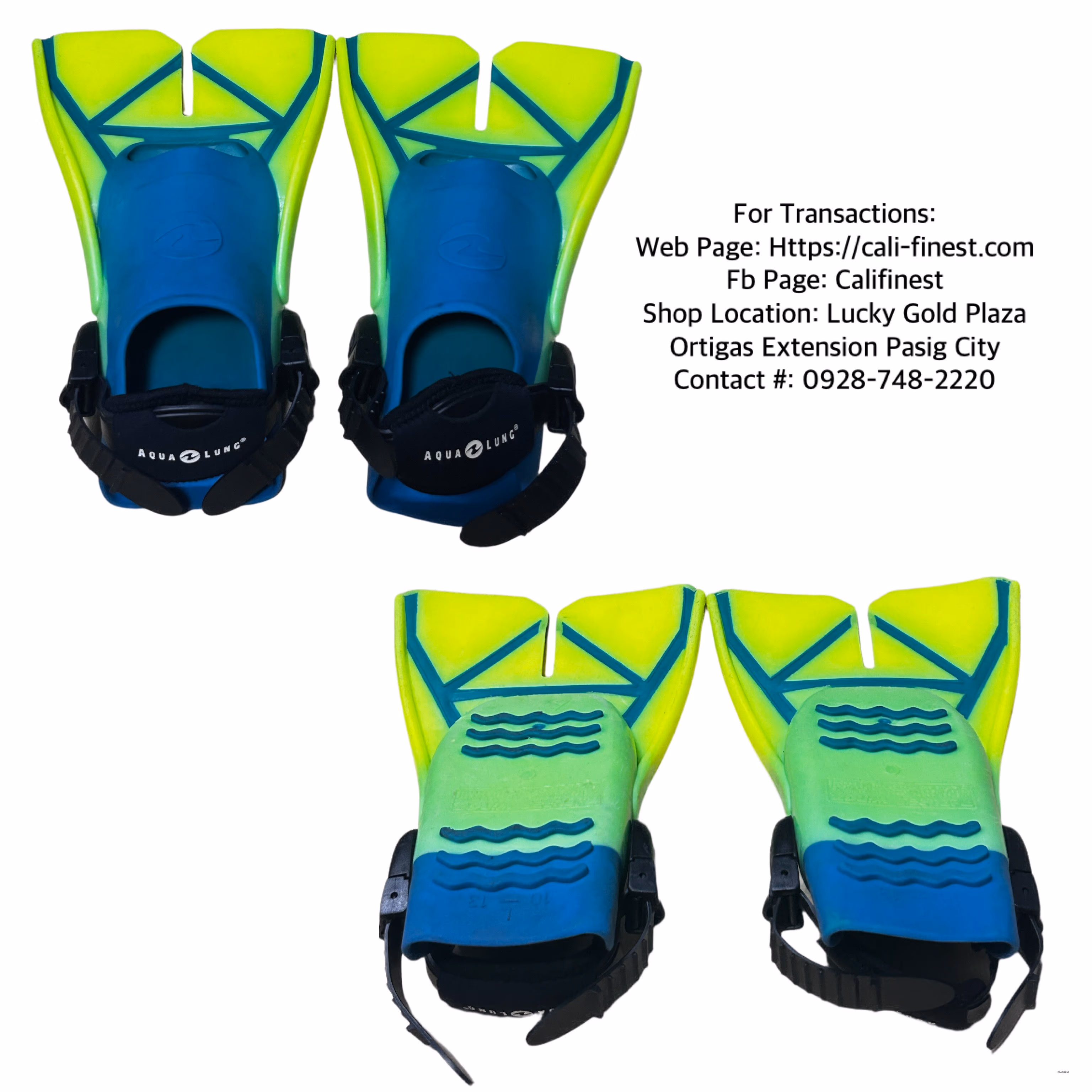 Aqua Lungs Sport Swim Fins Swimming Flippers Sz 10-13