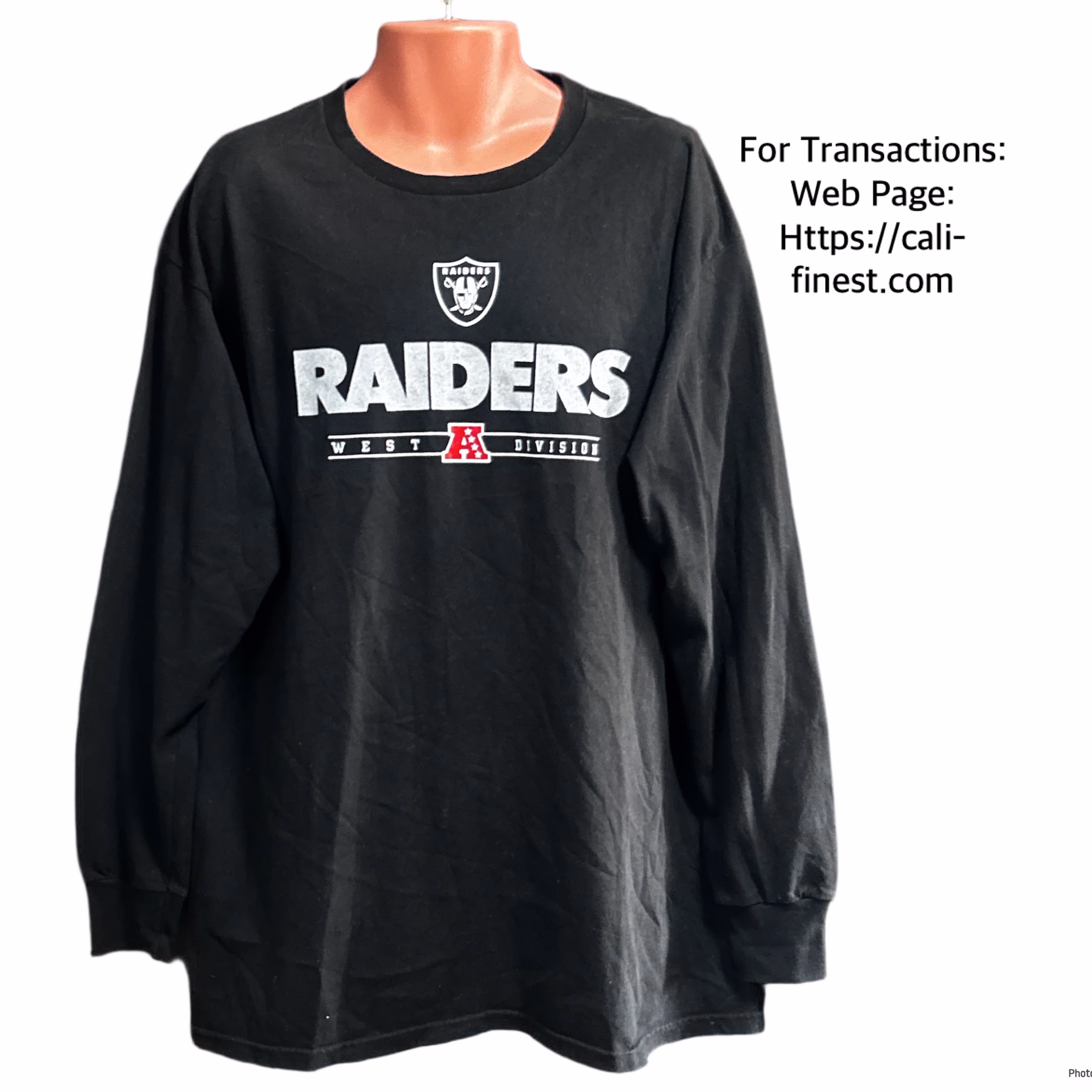 NFL Oakland Raiders West Division Long Sleeve Shirt Black For Men   T#0034 