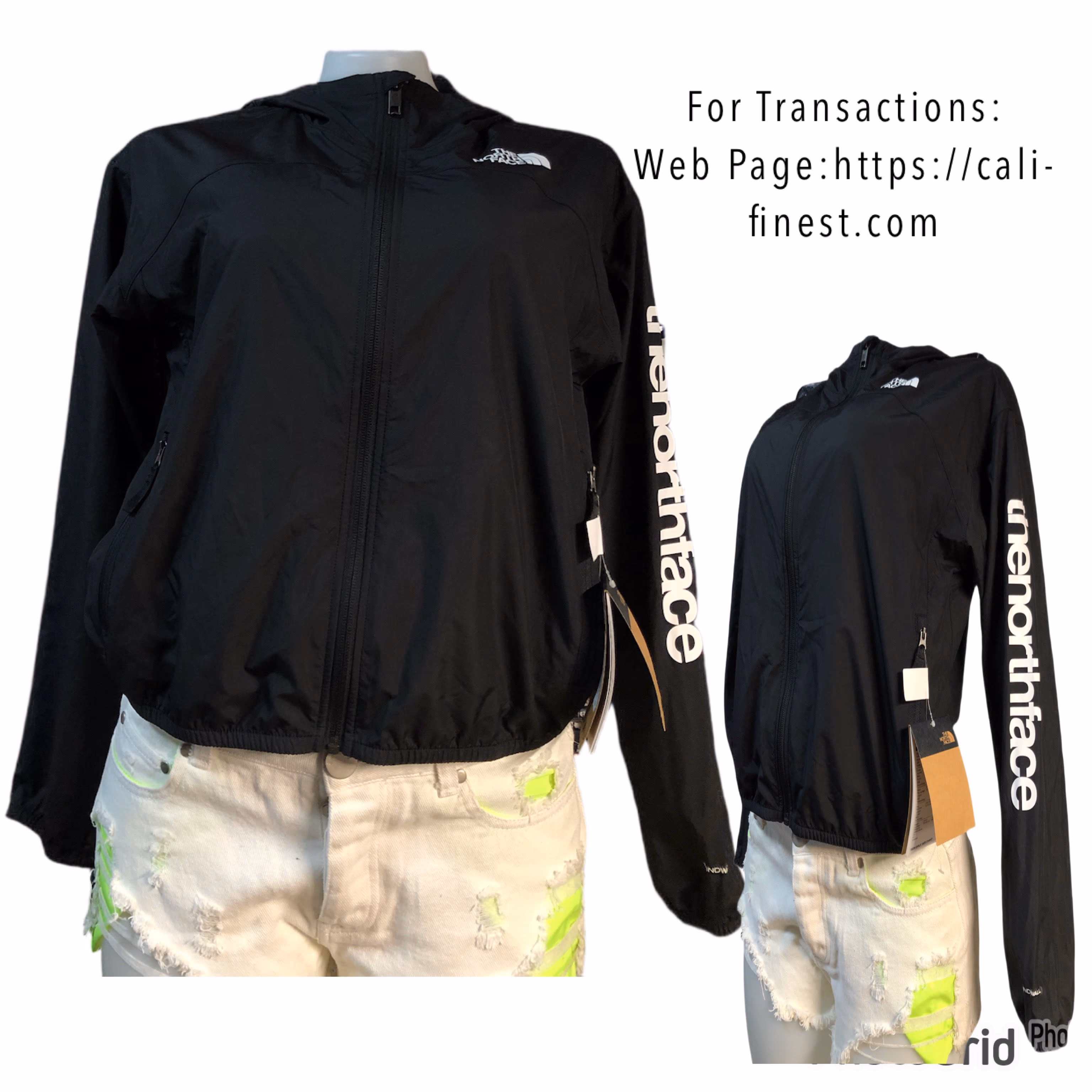 Brandnew The North Face Windbreaker Women Crop Top Black Jacket   J#0020 