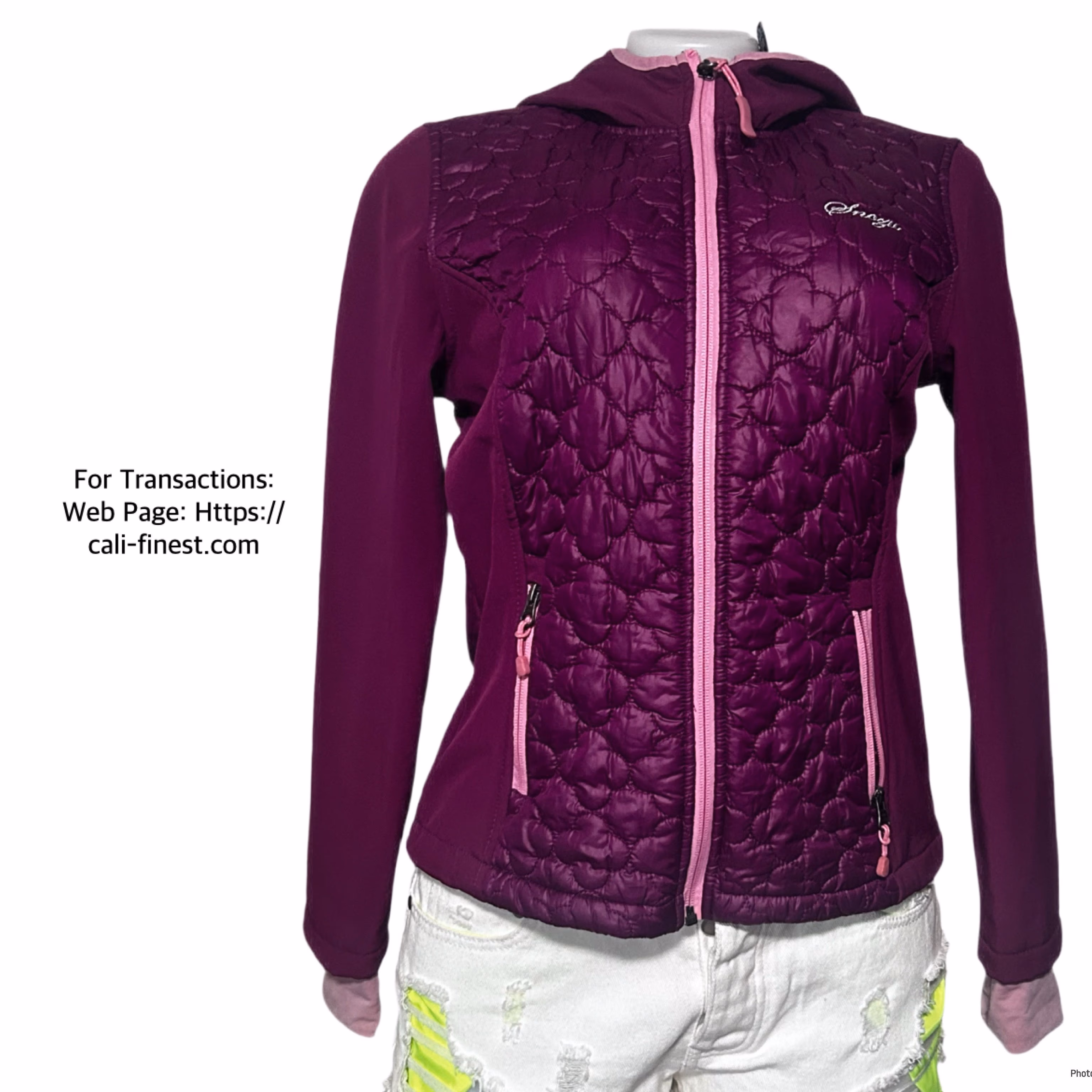 Snozu Girls Faux Fur Lined Hooded Quilted Full Zip Jacket Coat Women L (14/16)  