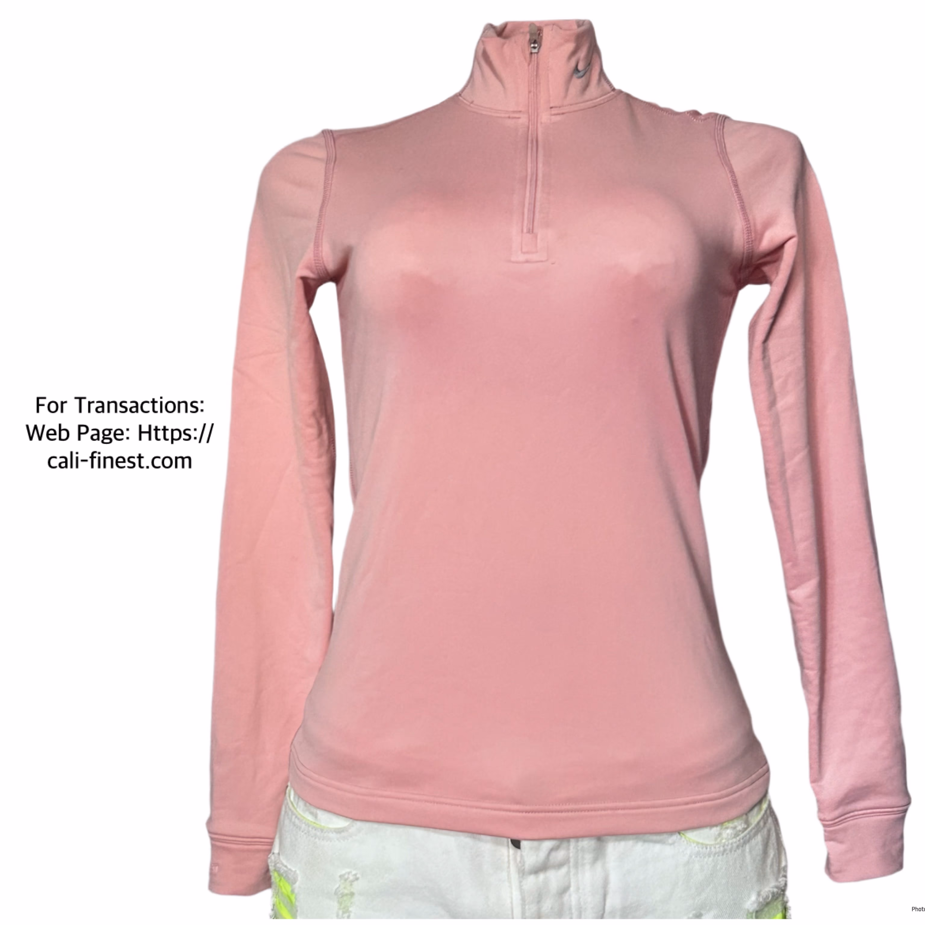 Nike Fit Dry Women’s Pink Long Sleeve 1/4 Zip Top Sweater size Small 