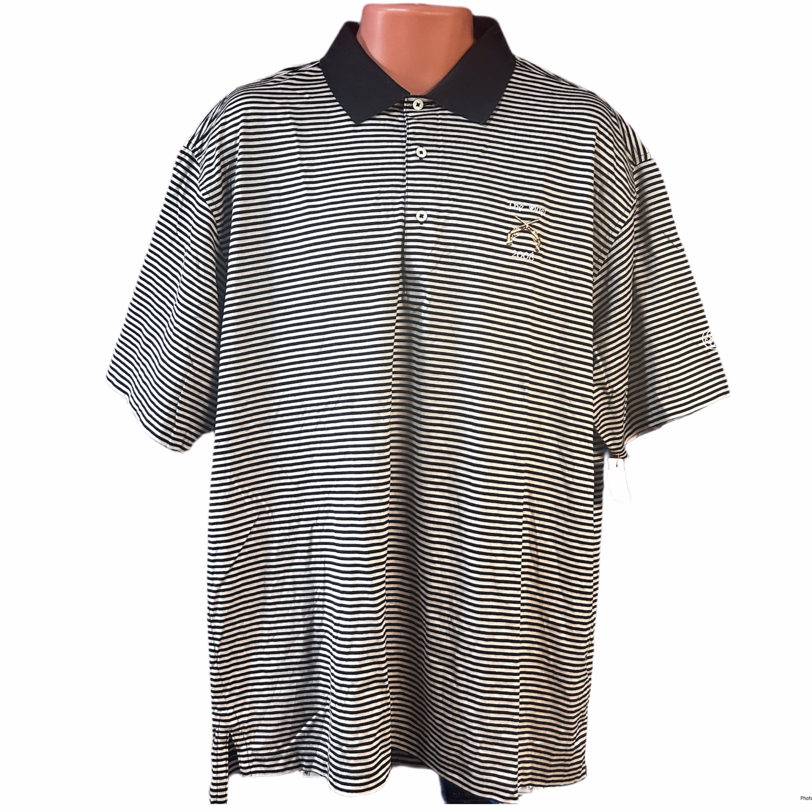 Fairway & Greene Stripe Polo Short Sleeve Shirt For Men Medium   T#0048 