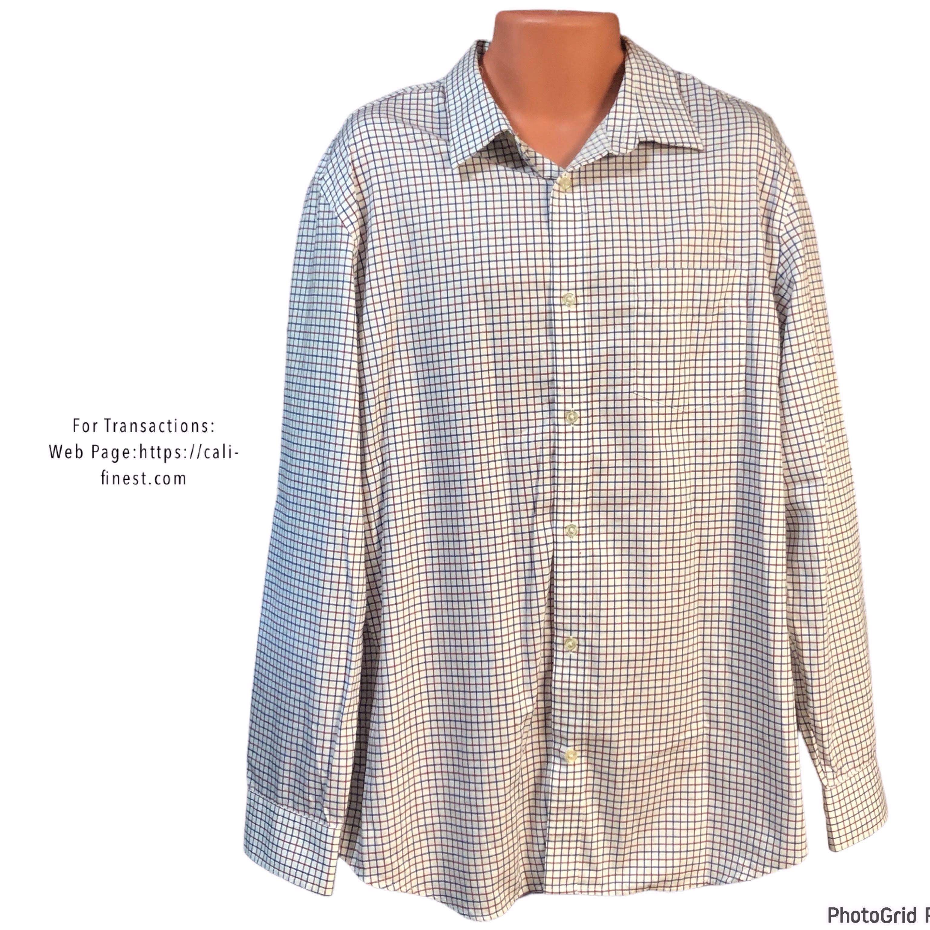 Banana Republic Mens Plaid Polo Long Sleeve XL