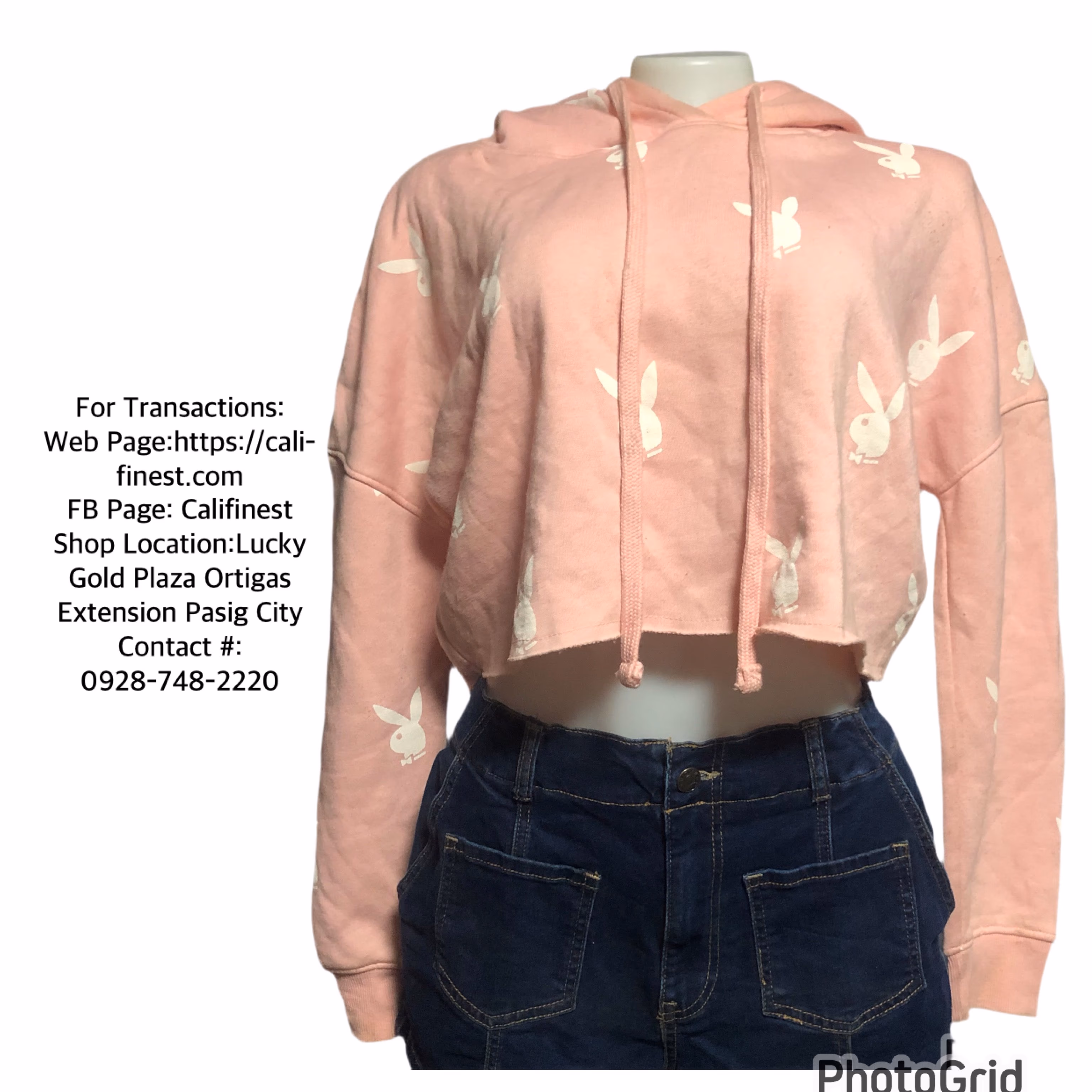 Pink Playboy Women’s Cropped Sweatshirt Hoodie