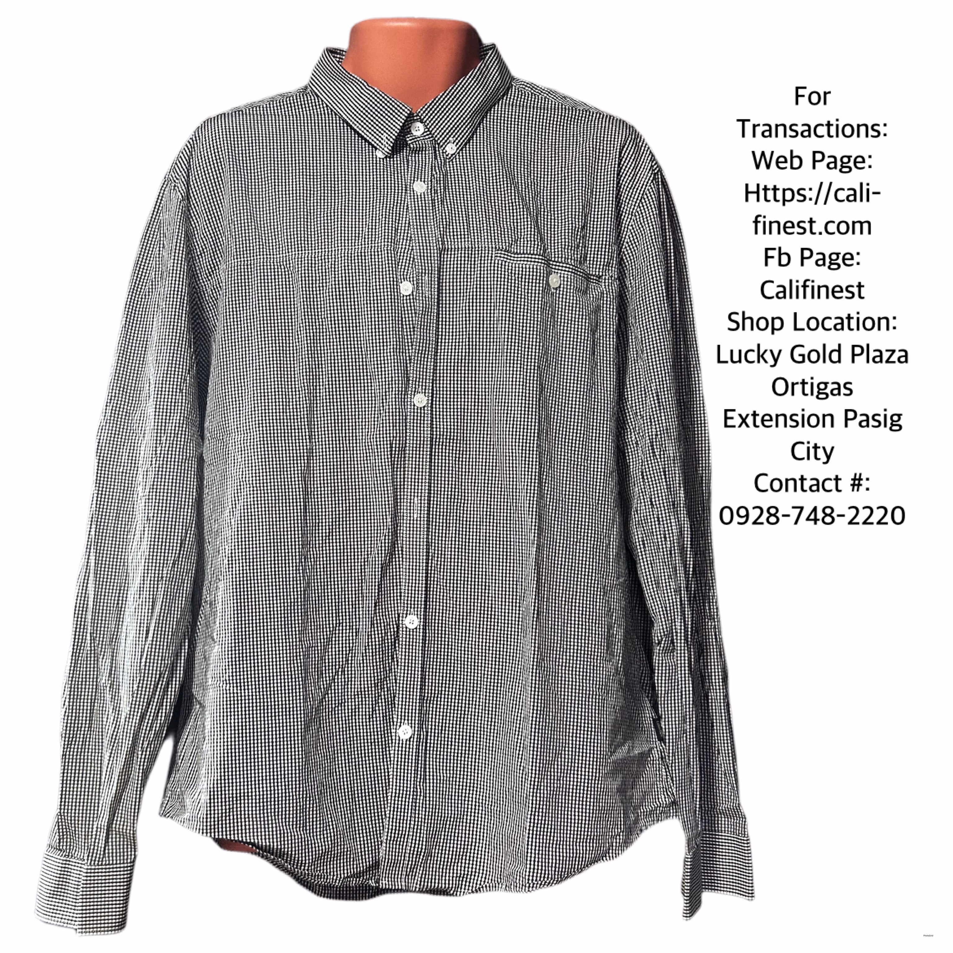 Calvin Klein Black/White Polo Long Sleeve XL  T#0031 