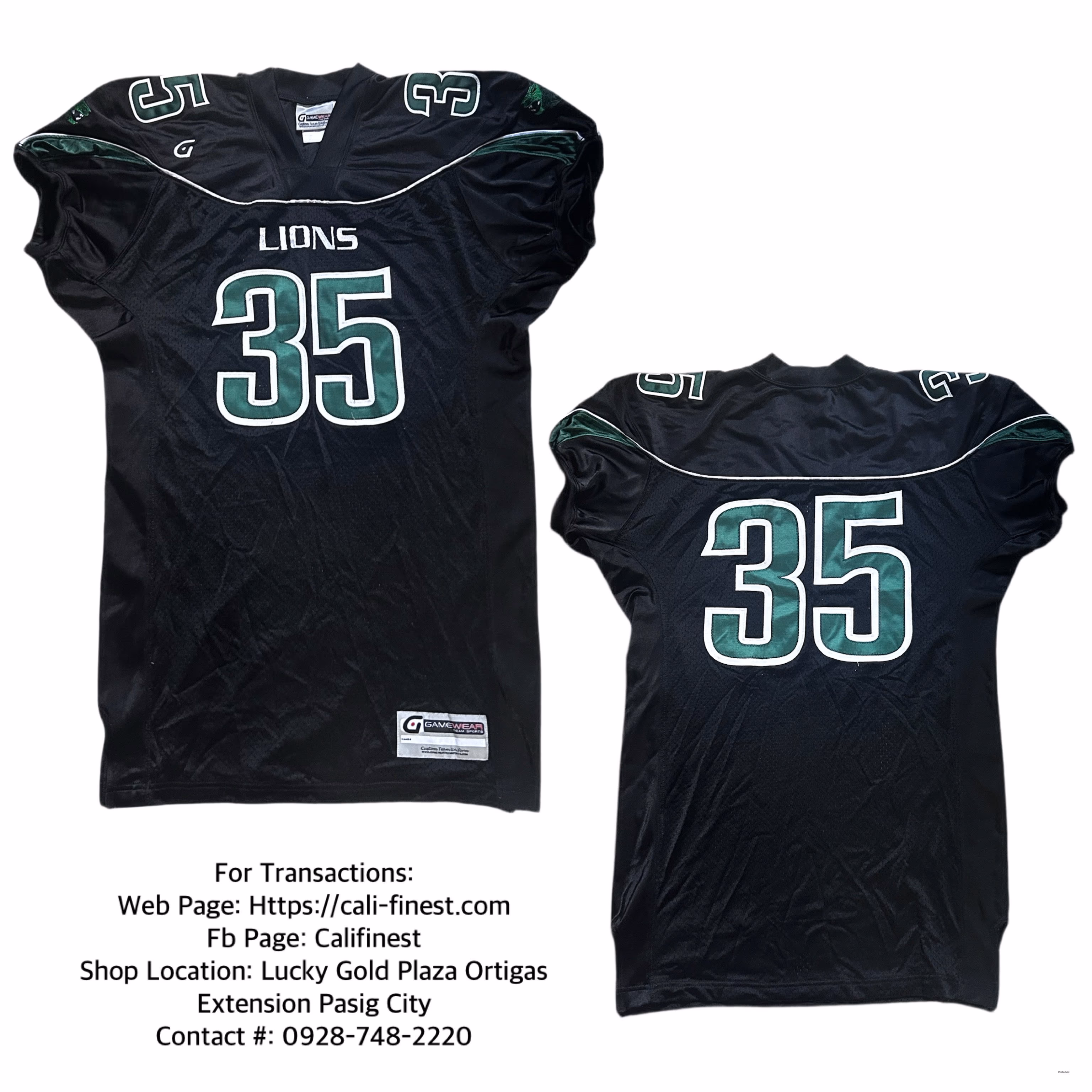 Football Lions 35 Bibby Black and Green Jersey 