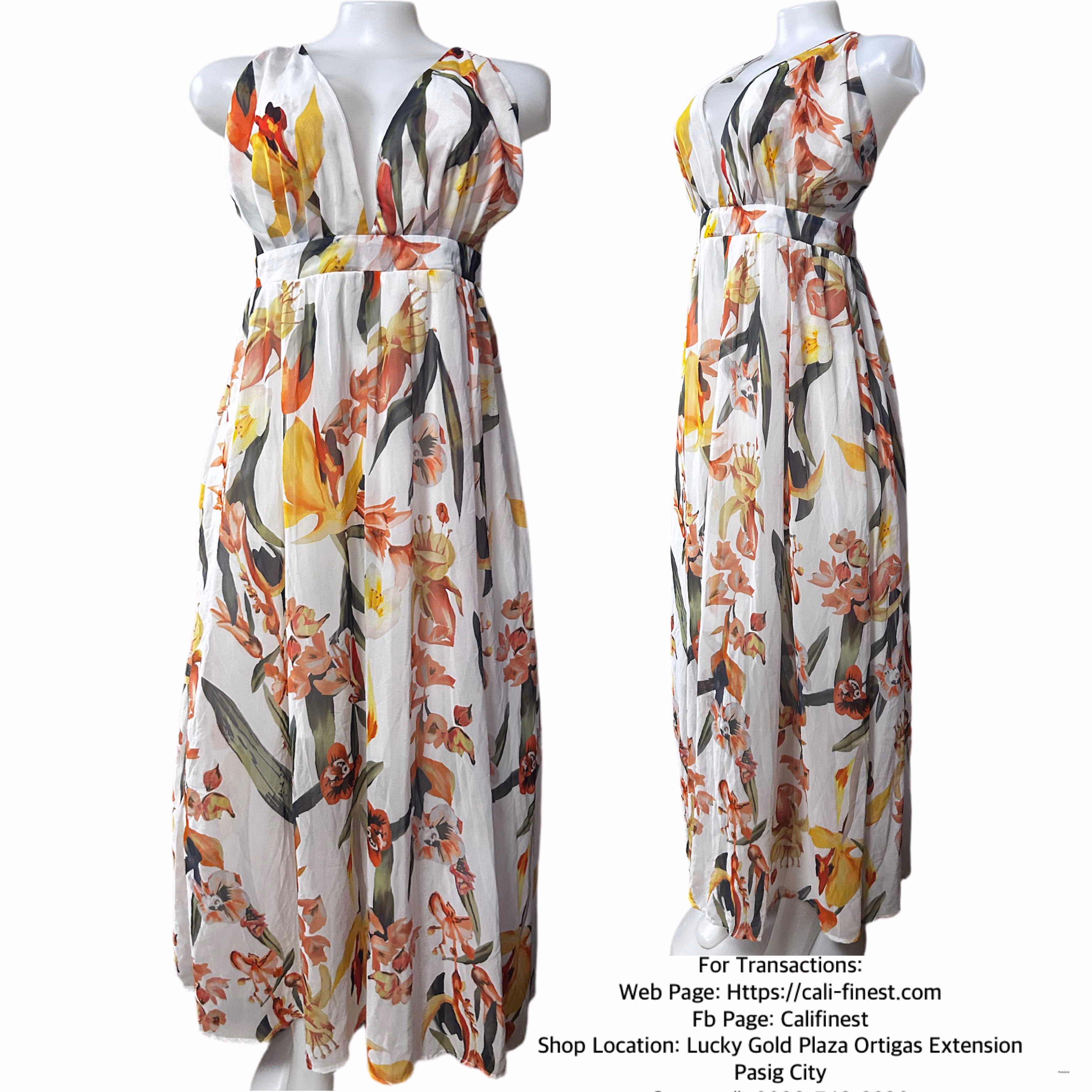 Floral  Strap  Long Dress   D#002 