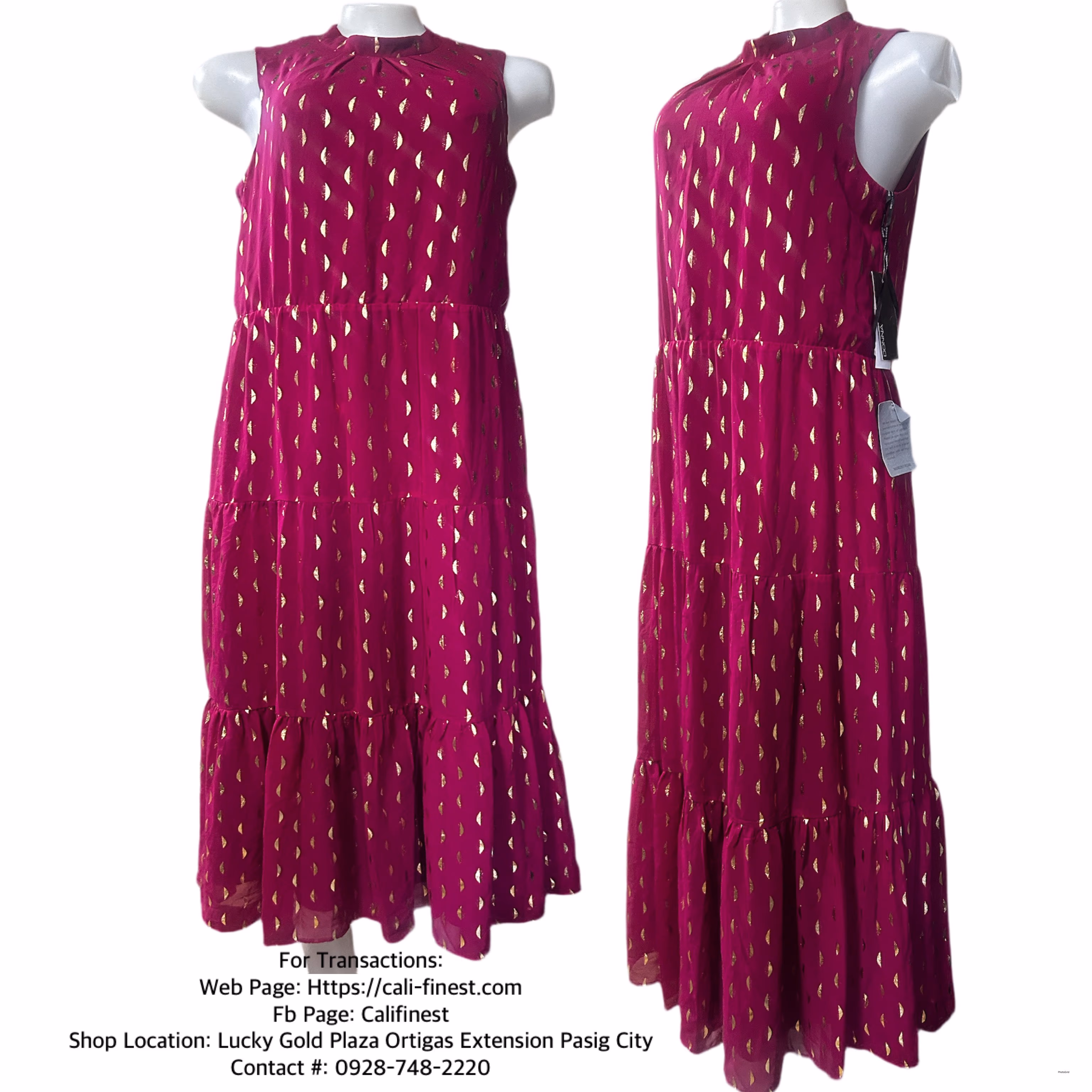 Donna Ricco New York Maroon Sleeveless Long Dress Size 6 Brandnew   D#006 