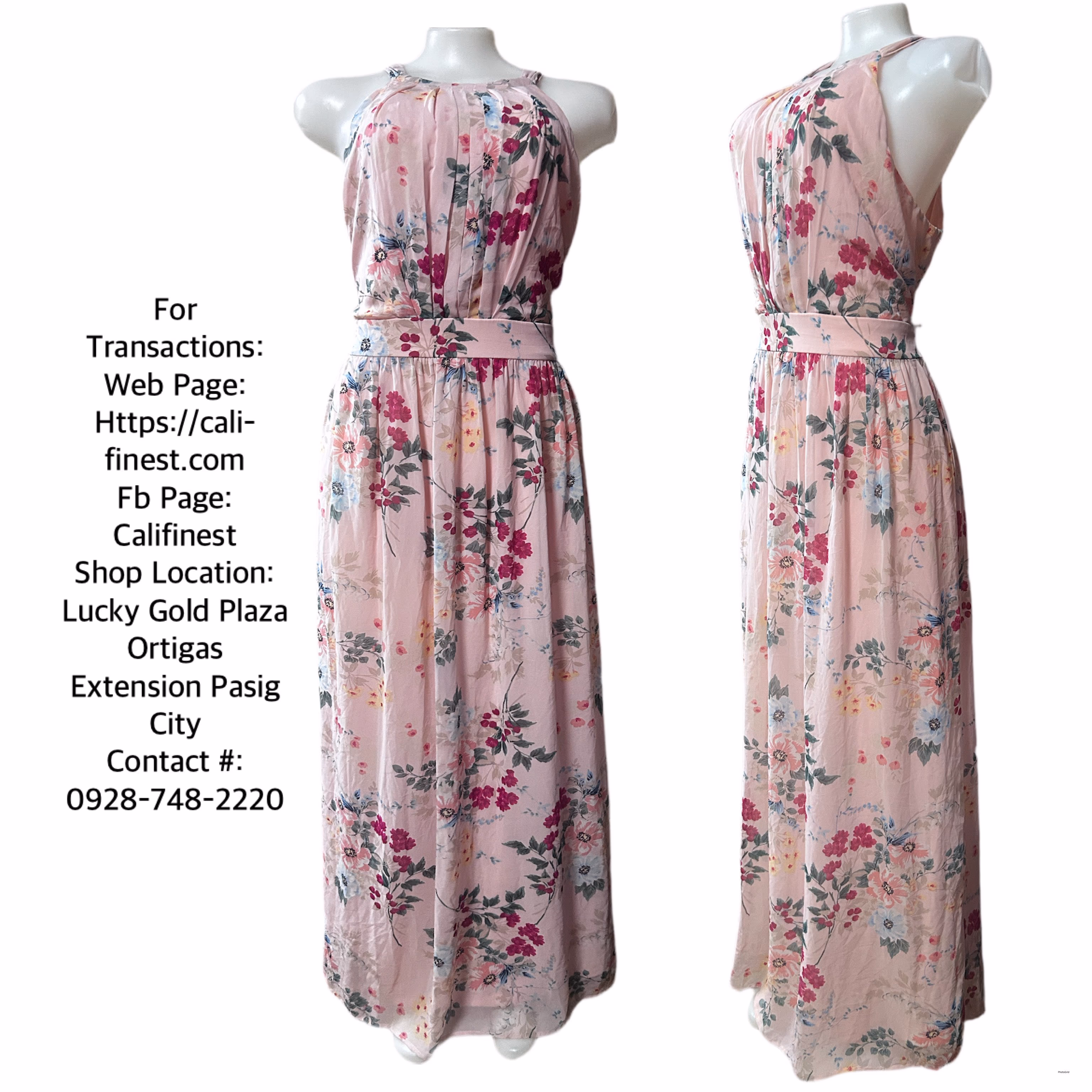 INC International Concept Pink Floral Strap Long Dress Size 14   D#0010 