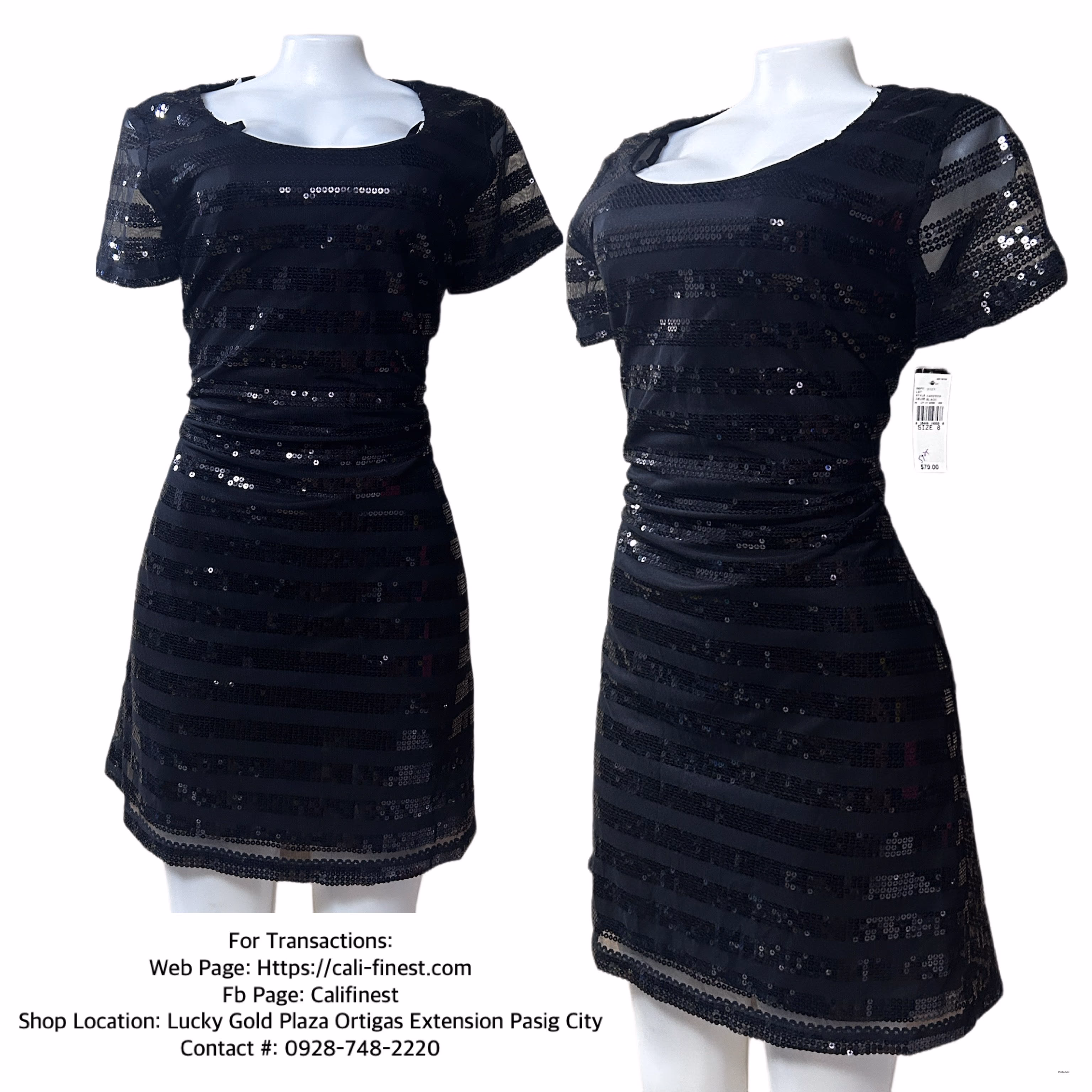 AGB Black Short Sleeve Above Knee Dress size 8 Brandnew  D#0013 