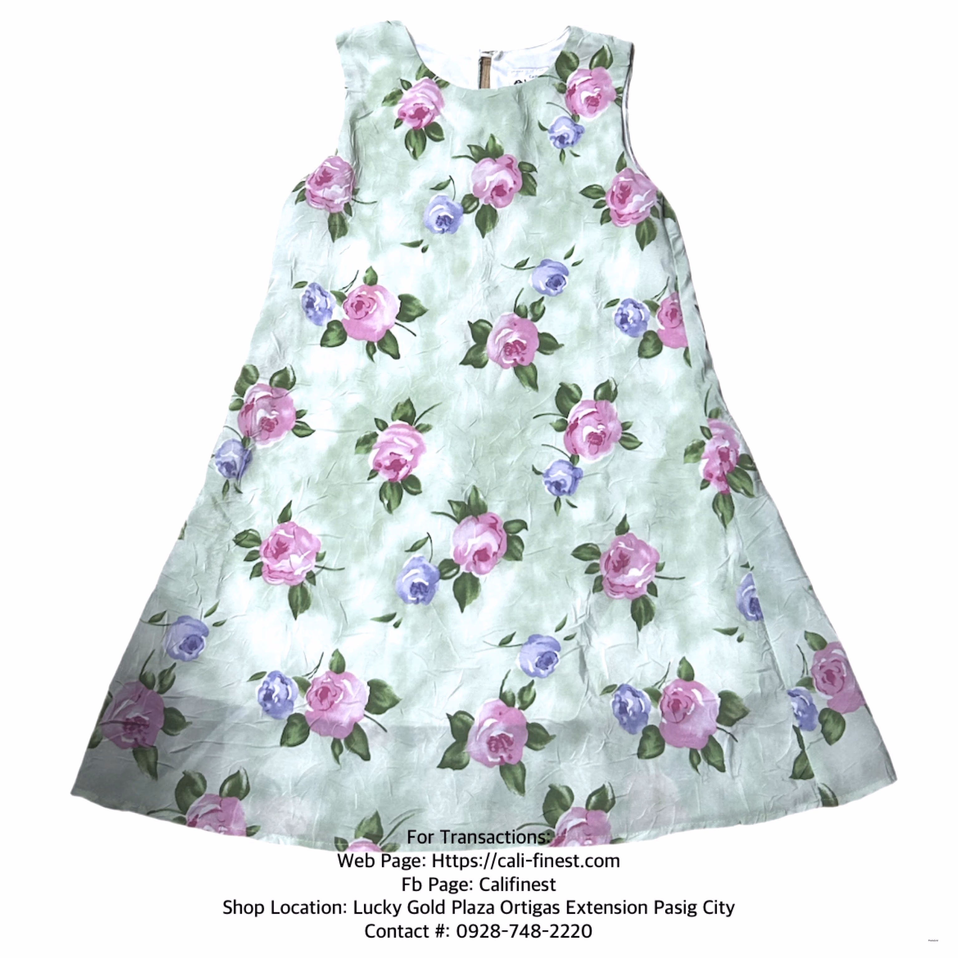 ANA Green sleeveless Below Knee size 8 kids   D#0014 