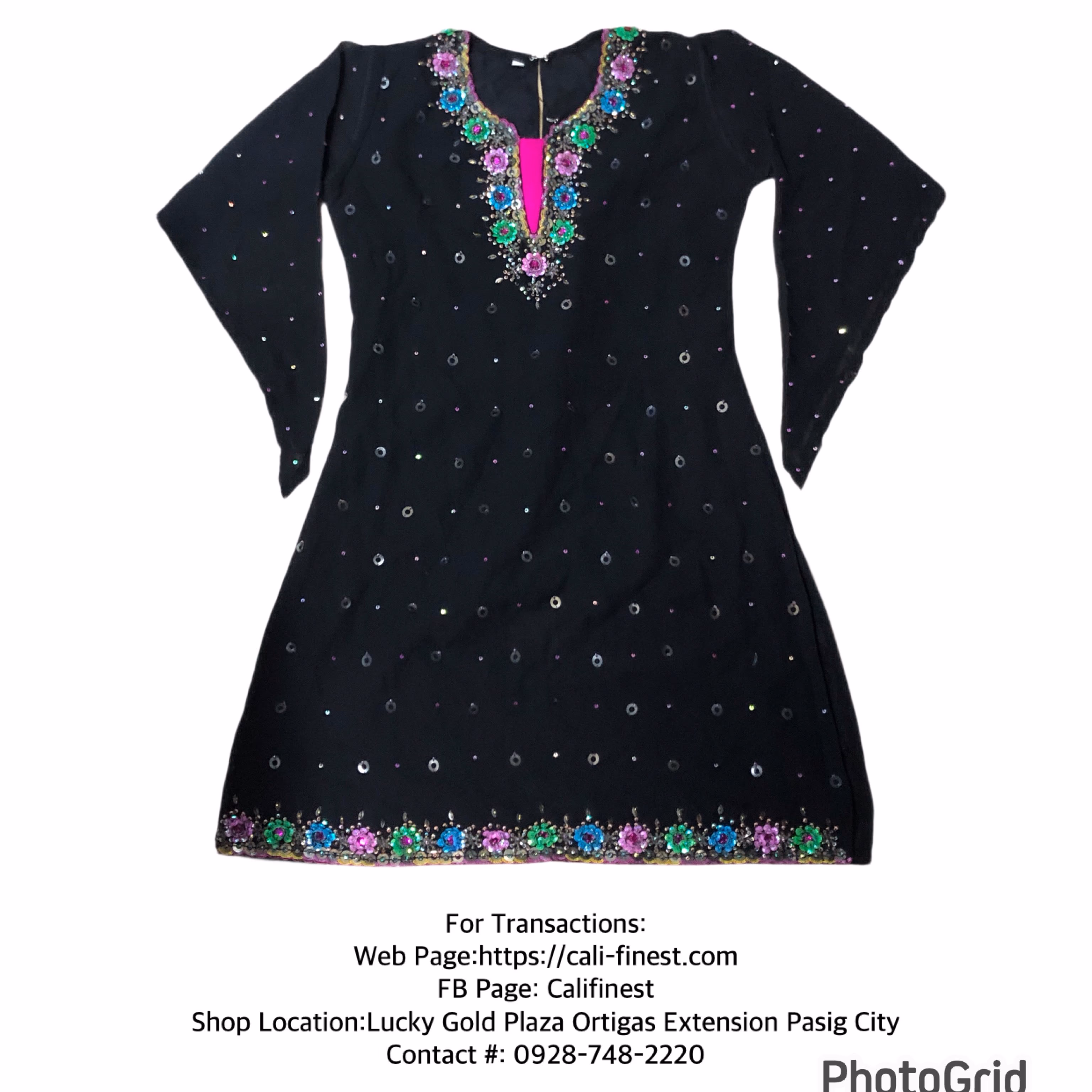 Floral Black Long Sleeve Above Knee Dress size 36