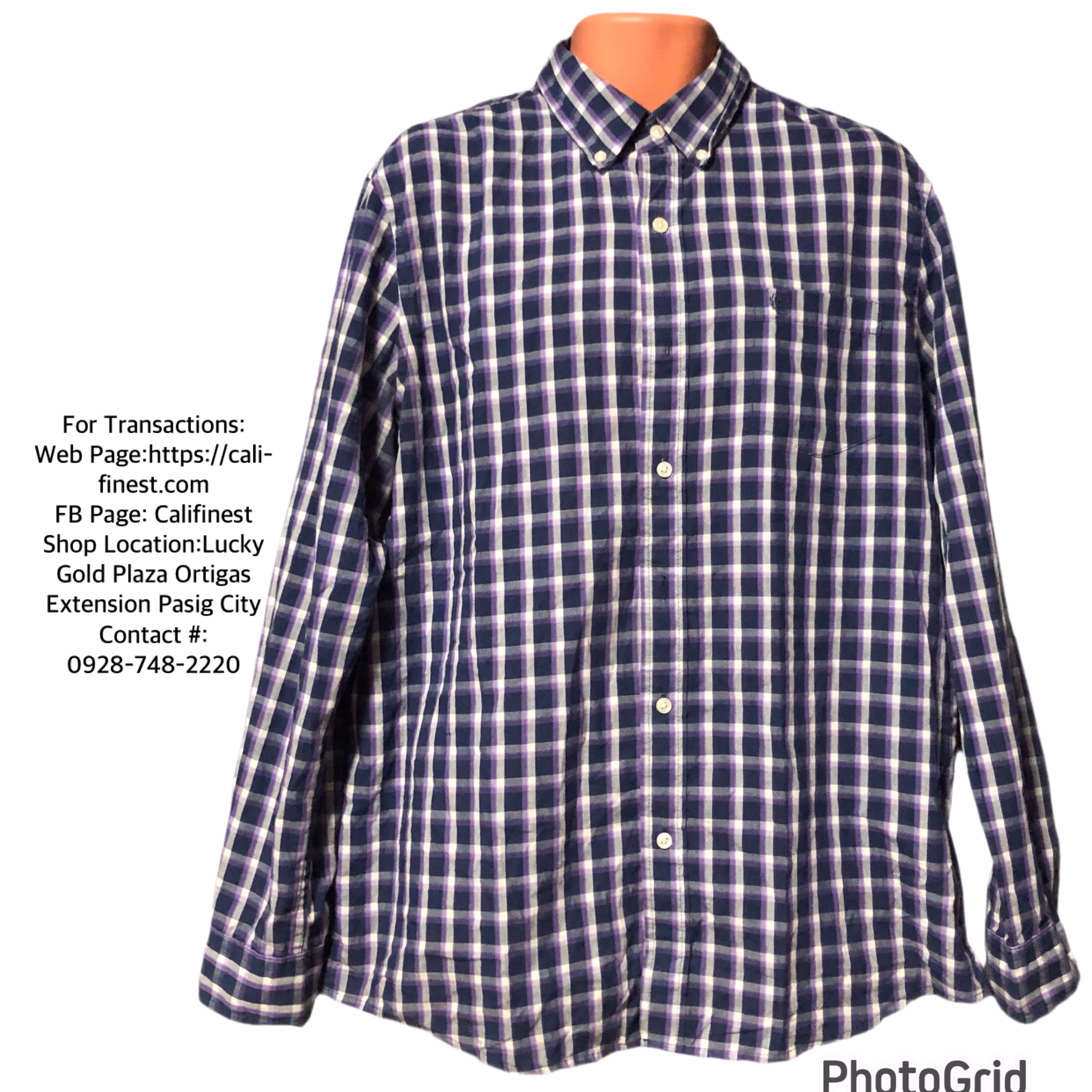 Chaps Violet/White Polo Long Sleeve Large