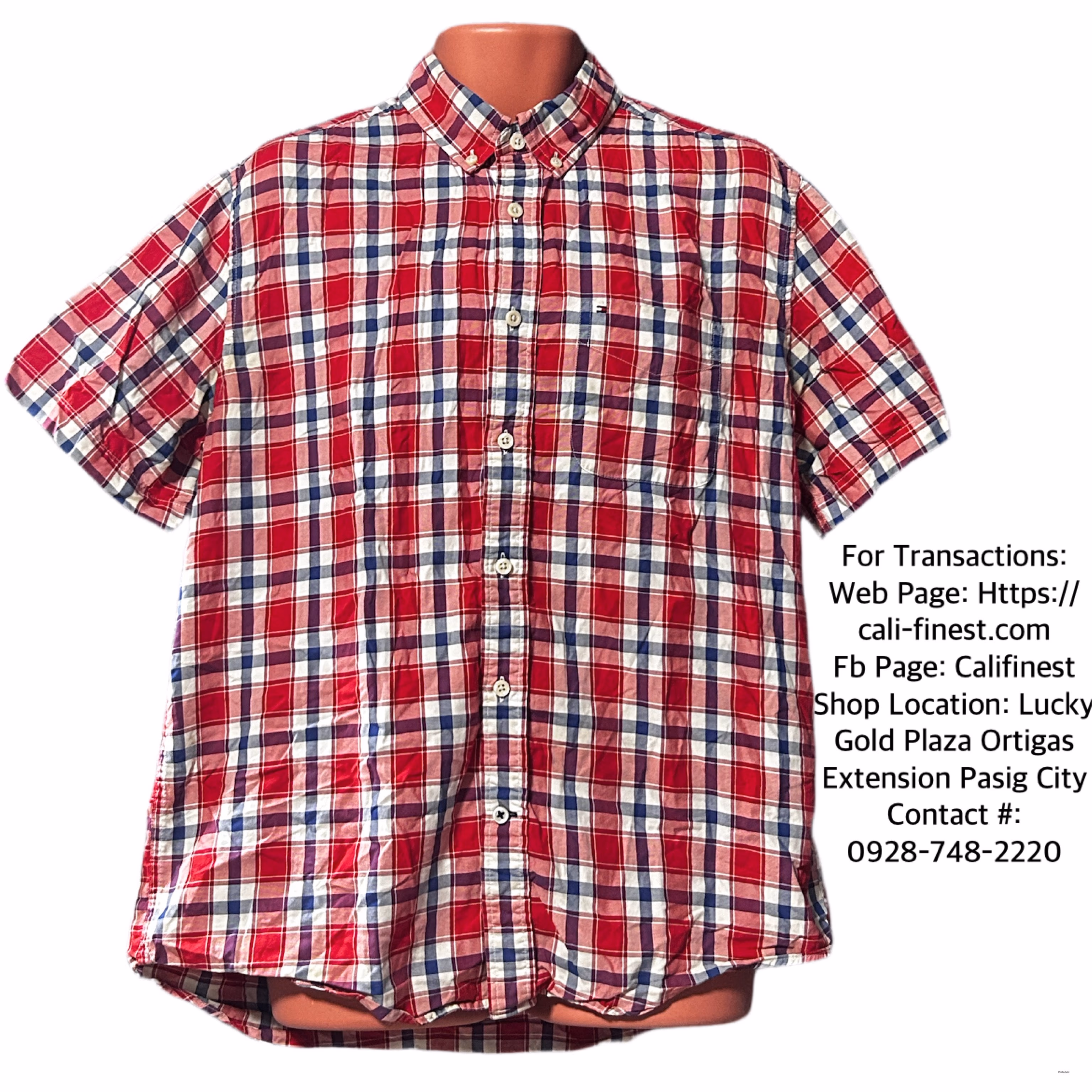 Tommy Hilfiger Red Polo Short Sleeve Medium   T#0019 