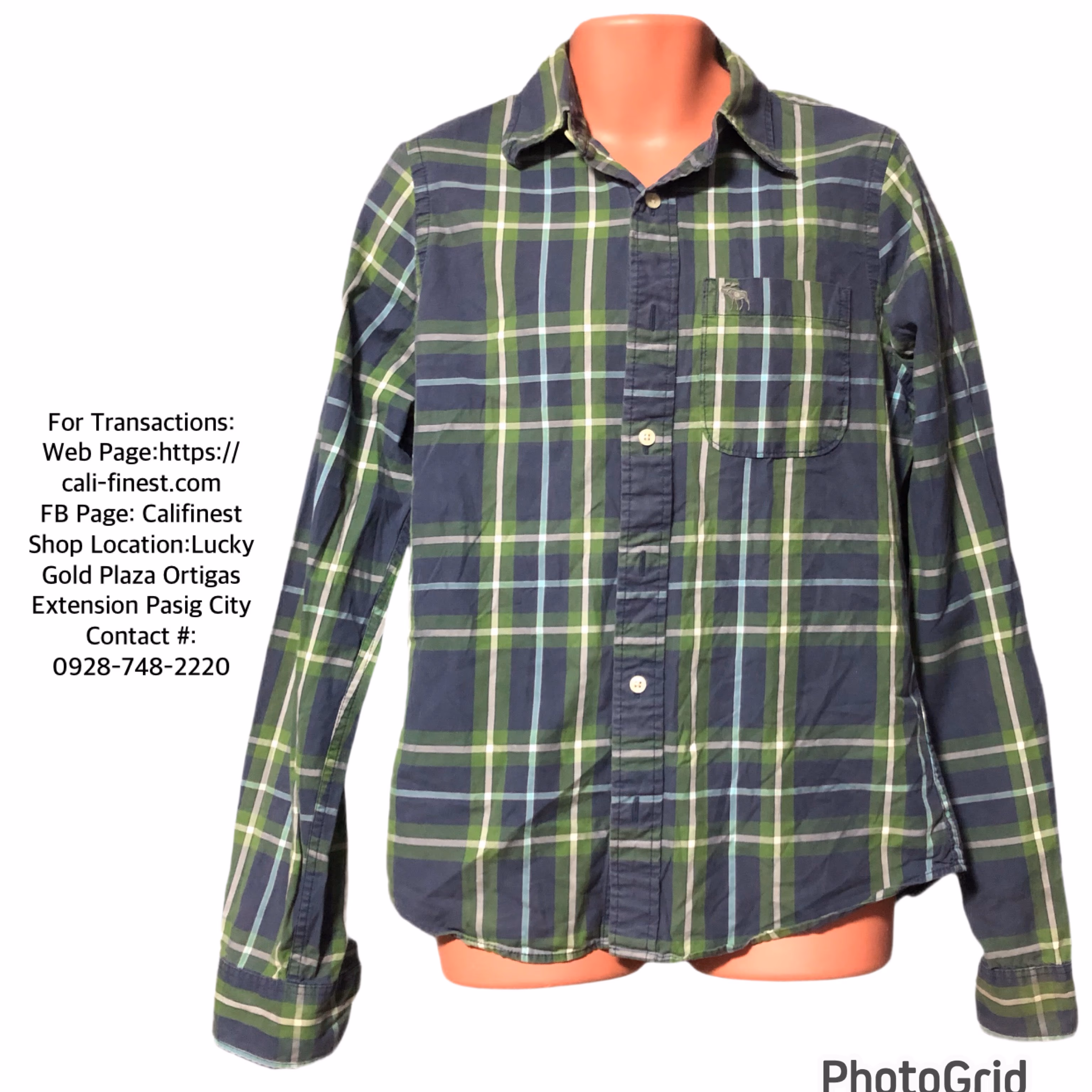 Abercrombie & Fitch Plain Green Polo Long Sleeve Medium