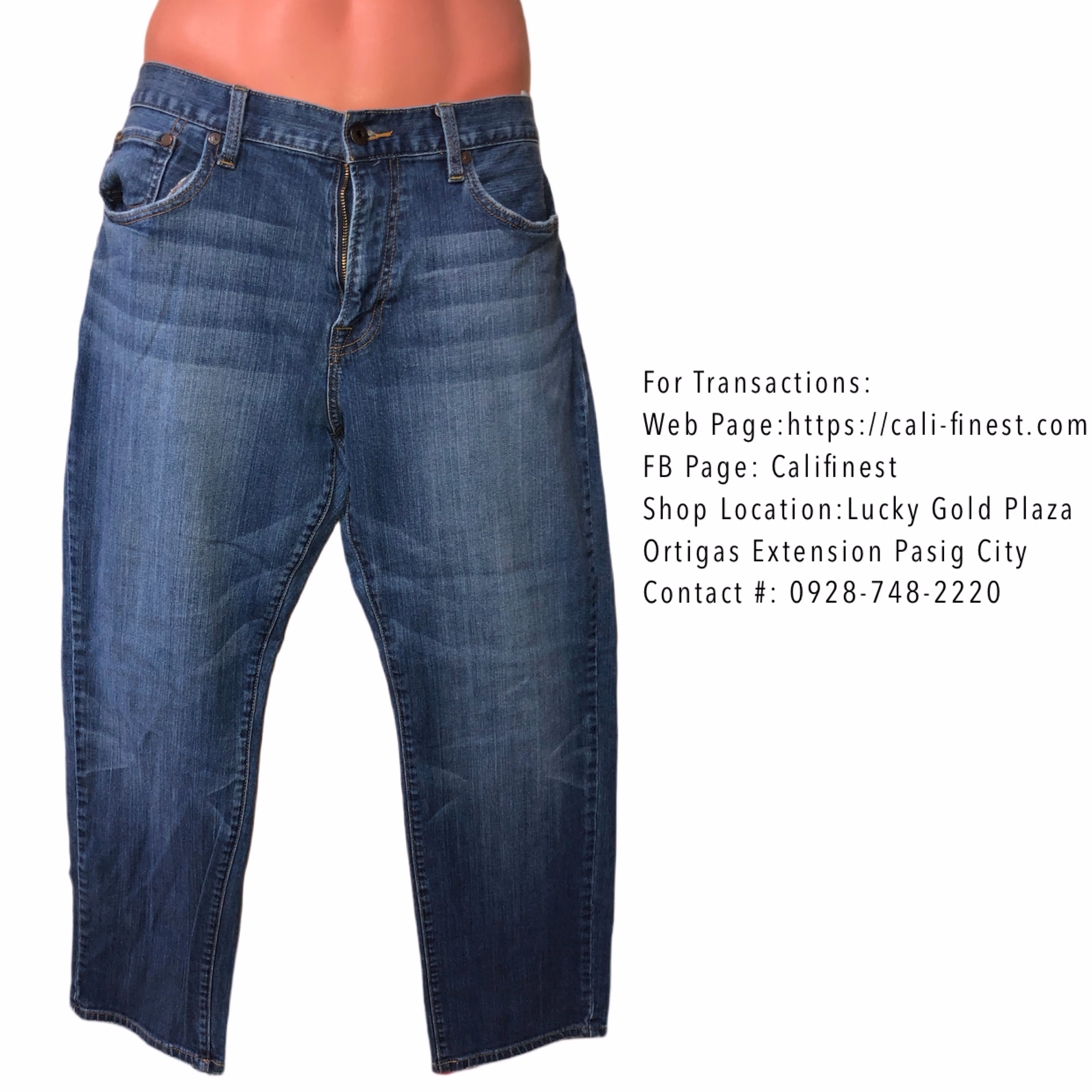 Lucky Brand handcrafted blue denim jeans with a W36 L30 size tag