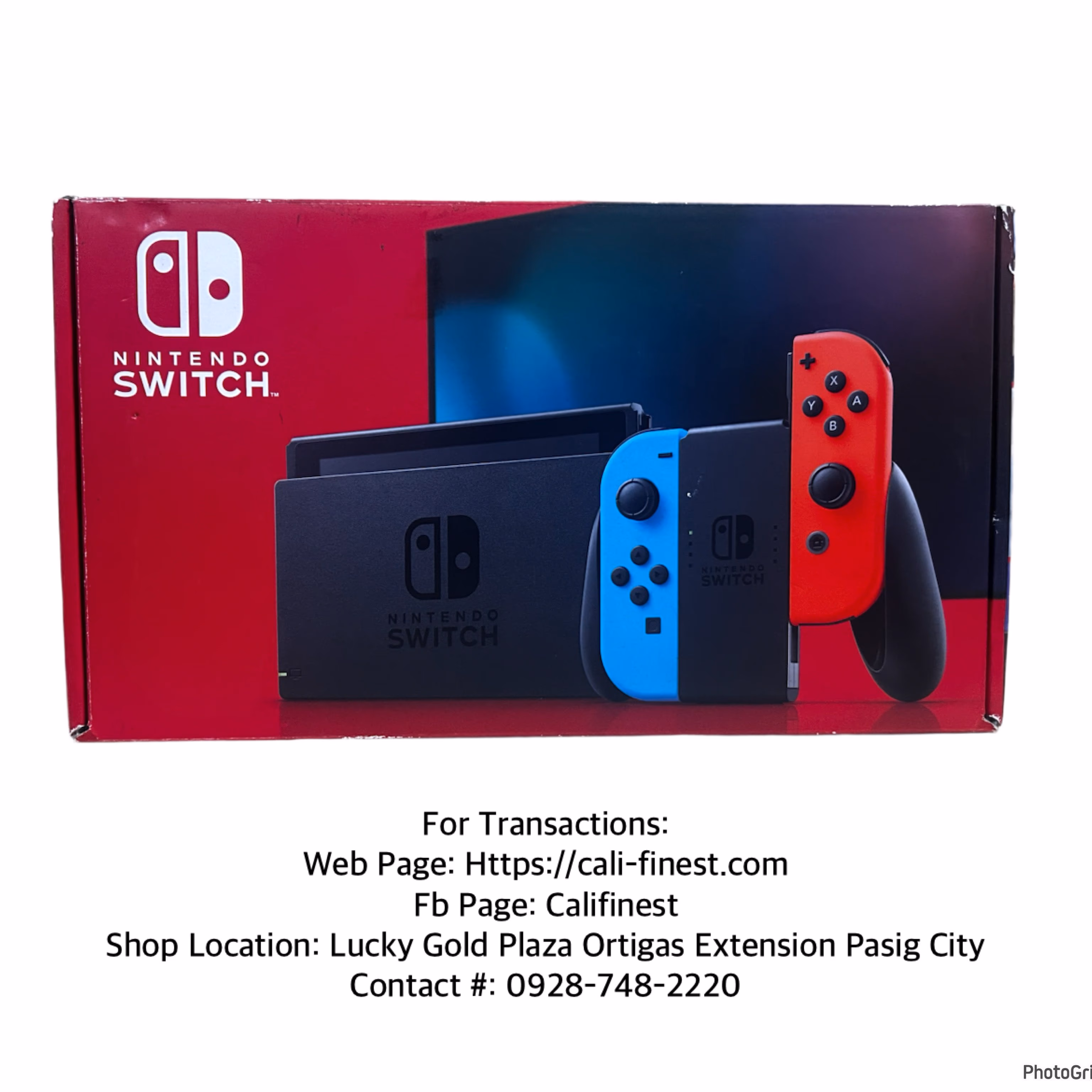 Nintendo Switch with Neon Red Joy-Con Full Set, Model: HAC-001 (-01)