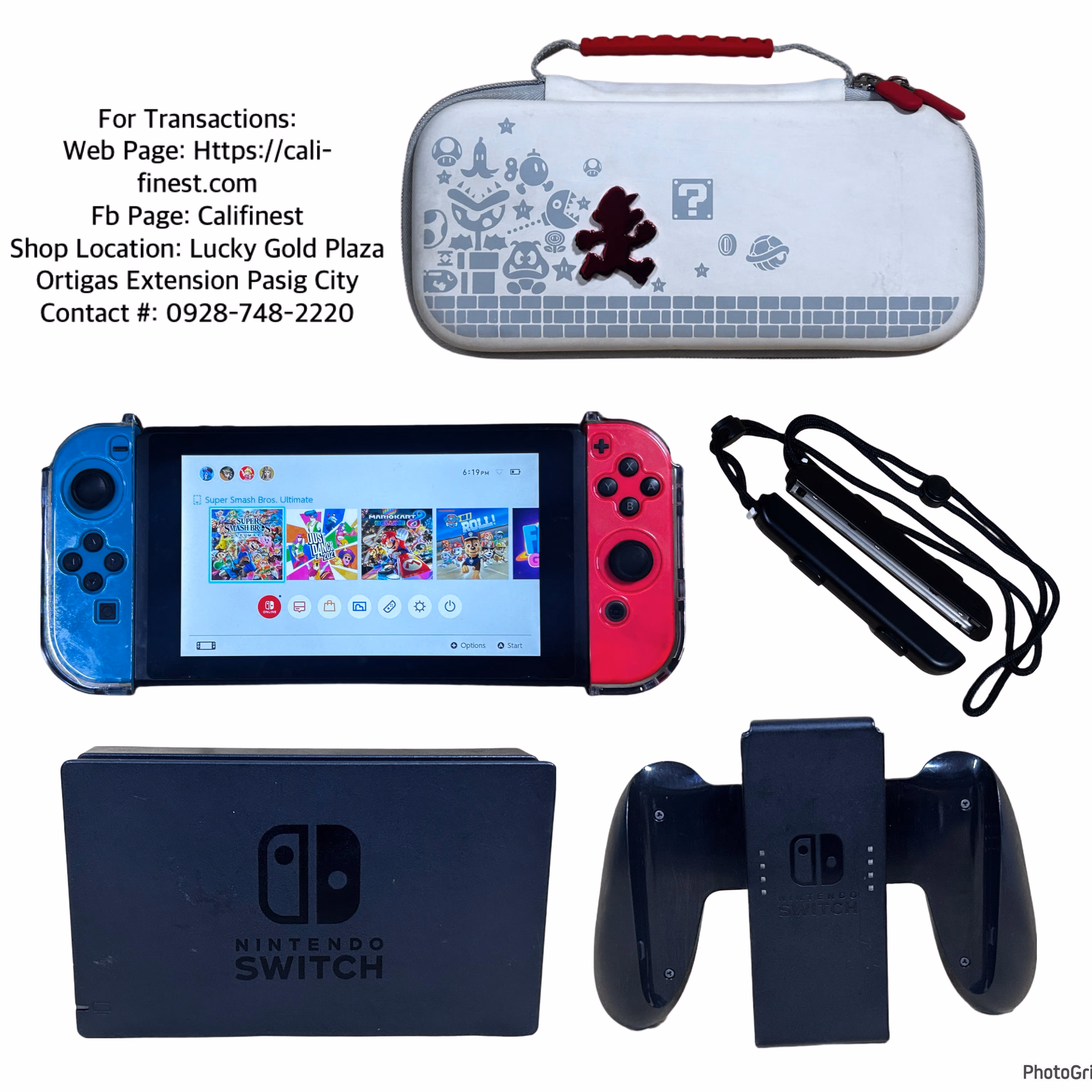 Nintendo Switch Neon Blue & Neon Red Joy-Con with Carrying Bag, Model: HAC-001 (-01)