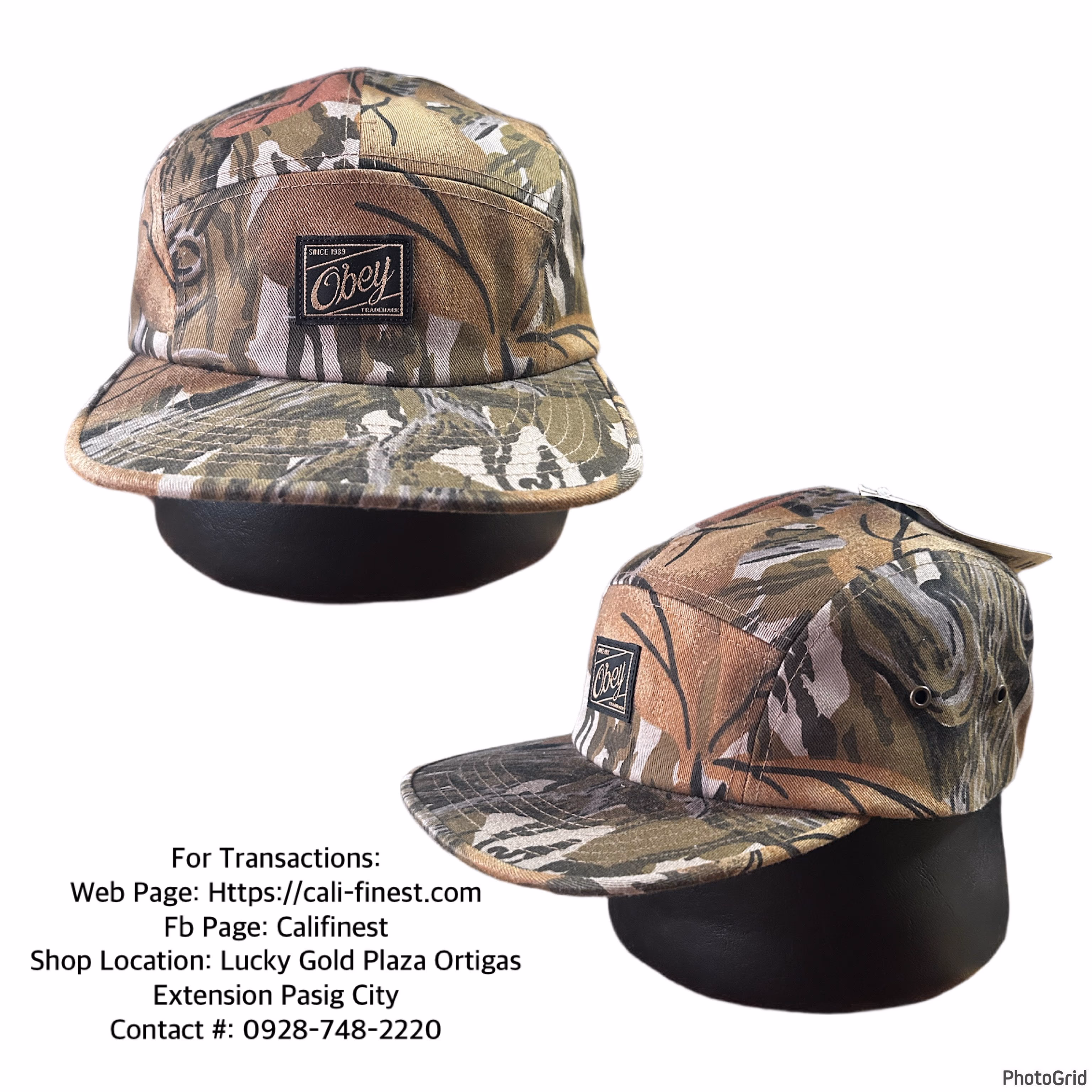 Brandnew Obey Expedition 5 Panel Hat in Field, Buckle Strap