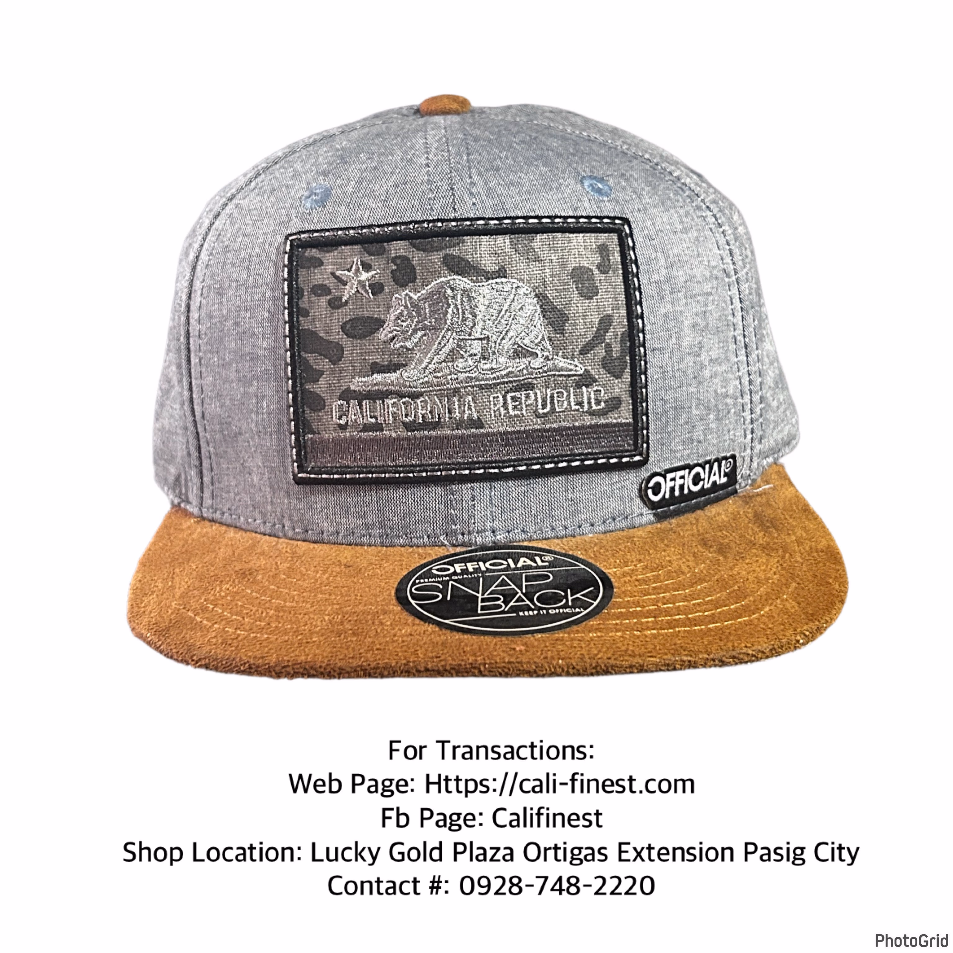 NWOT Official Snapback California Republic Flag Gray & Brown Adjustable Cap