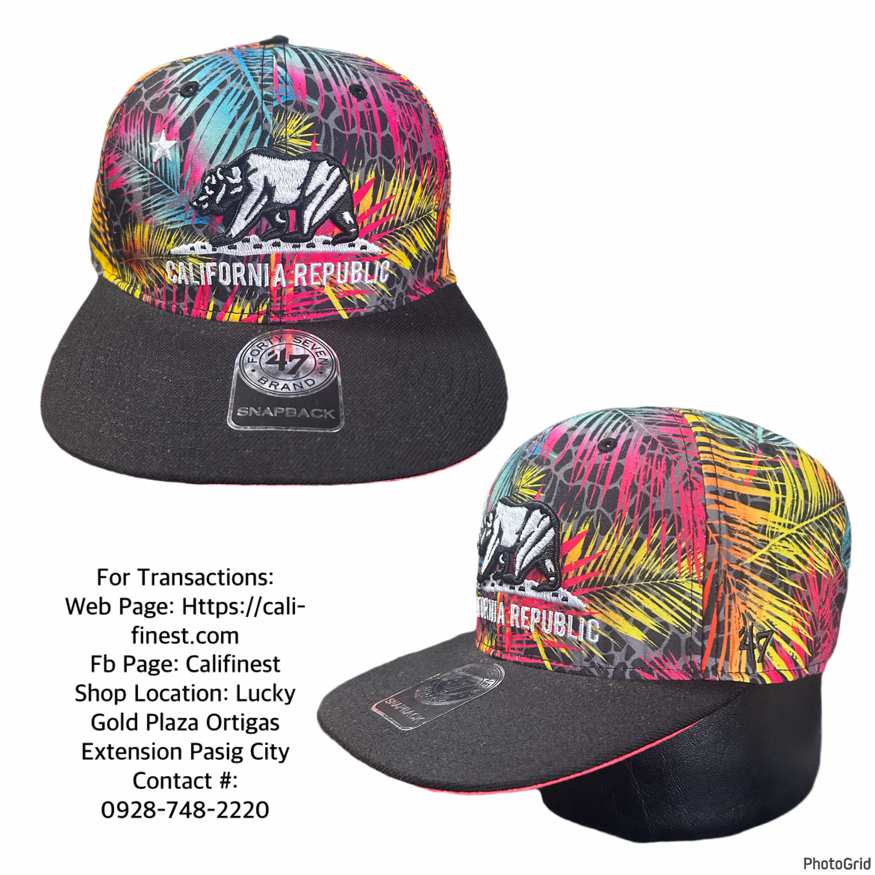 NWOT 47 Brand California Republic Colorful Leaves Snapback Hat