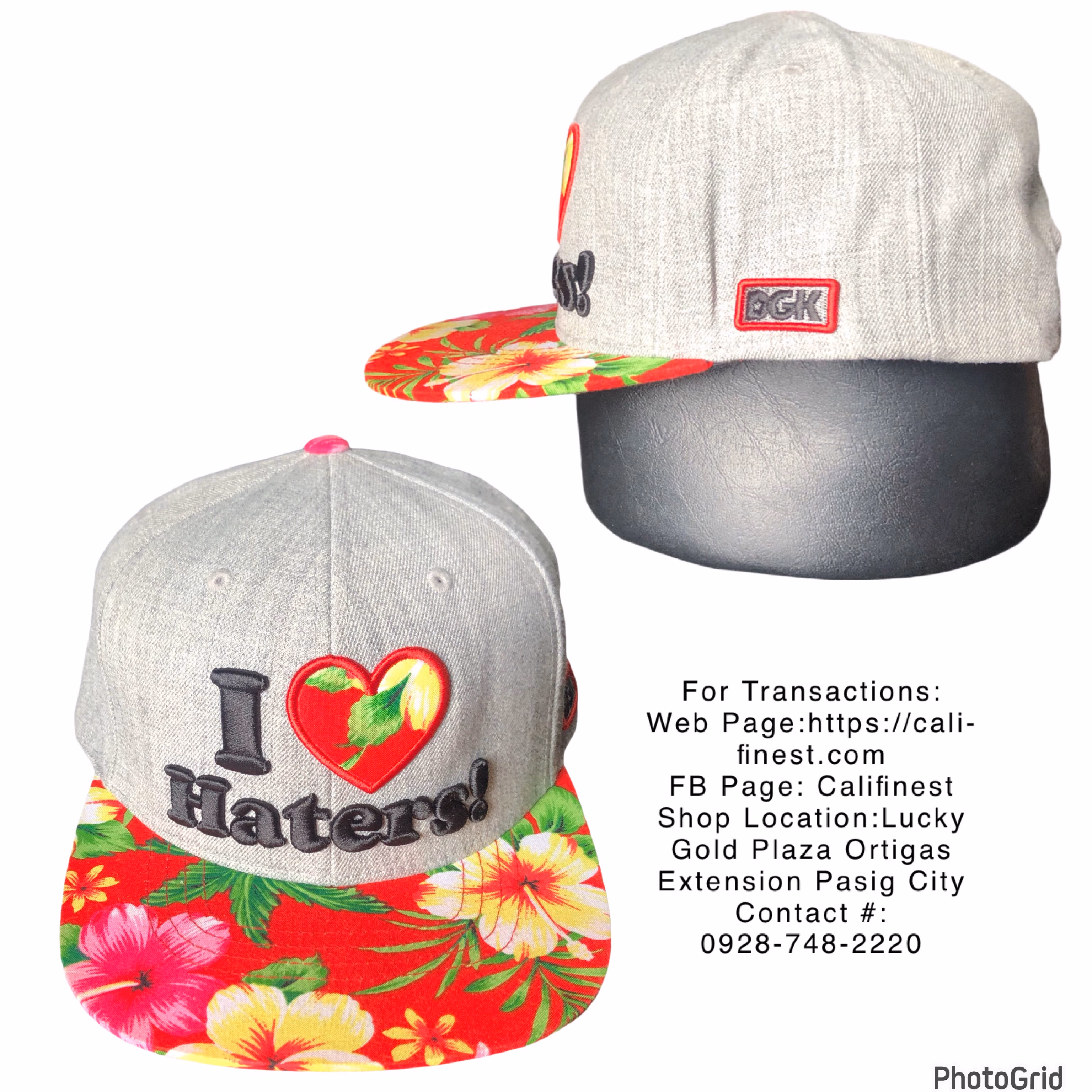 NWOT DGK “I Love Haters” Snapback Cap with a red floral brim
