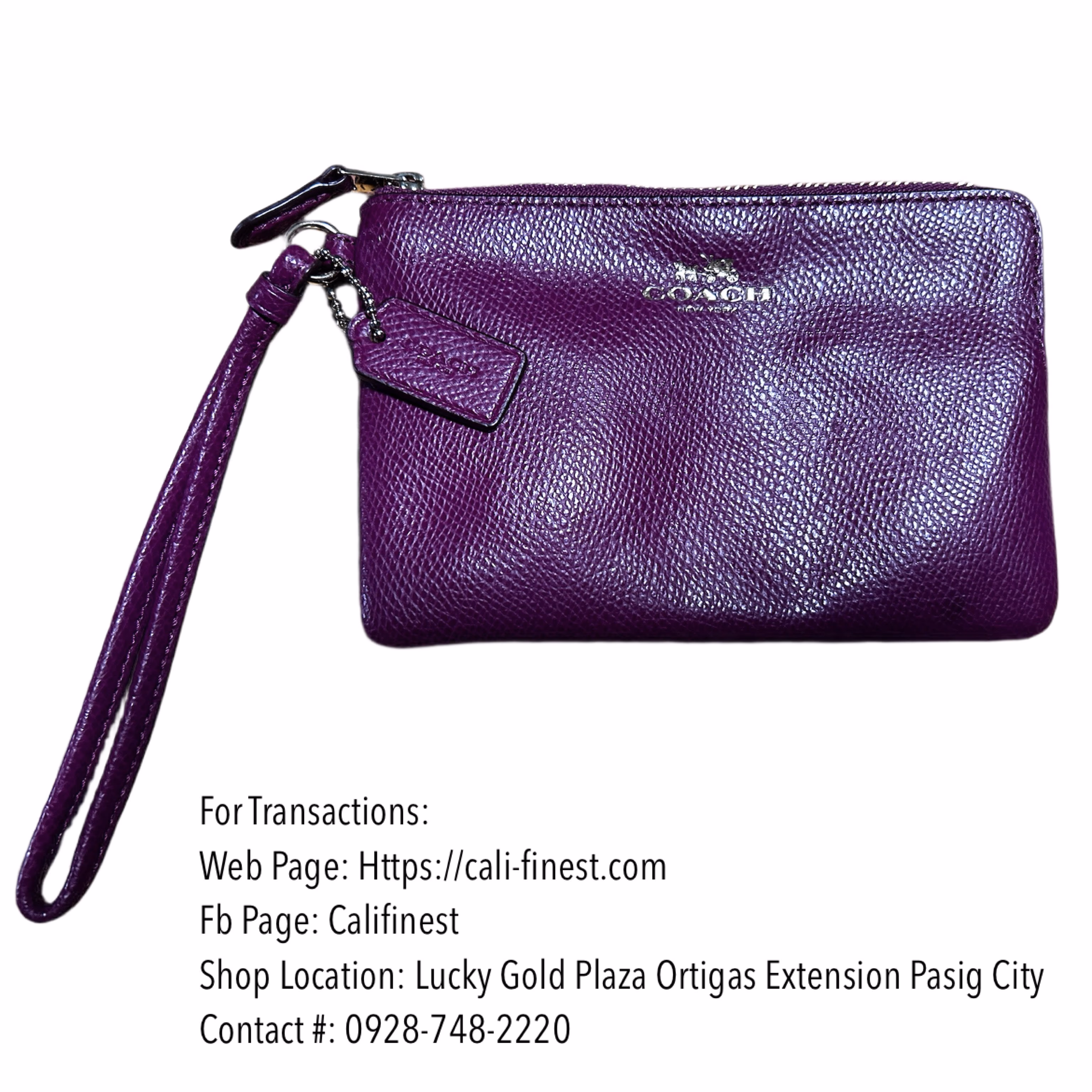 Coach corner zip wallet purple