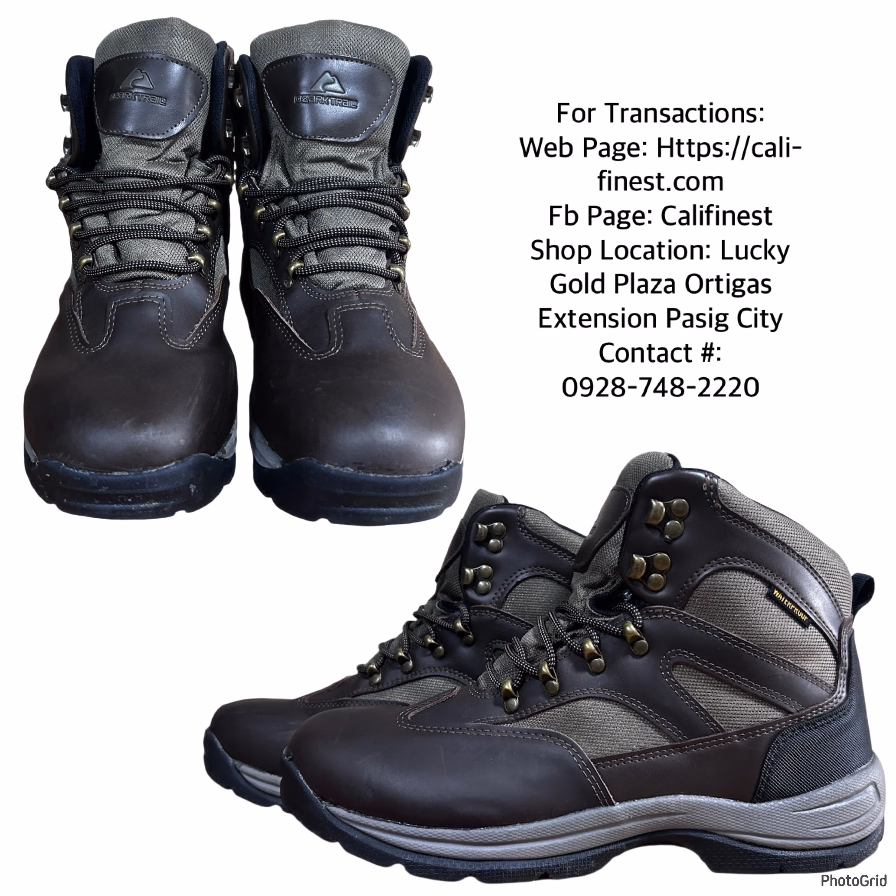 Ozark Trail Men’s Waterproof Casual Mid Hiking Boots Brown Gray Black