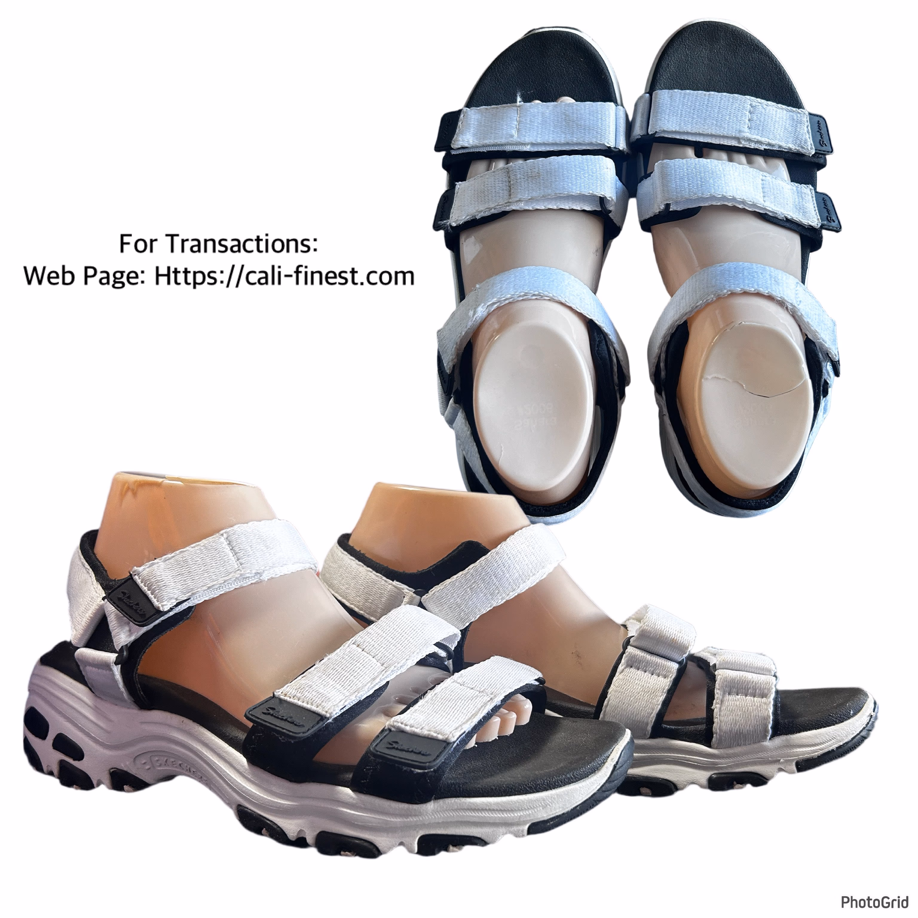 Skechers D’ Lites -Fresh Catch Sport Sandals With white woven Fabric For Women   S#00166 