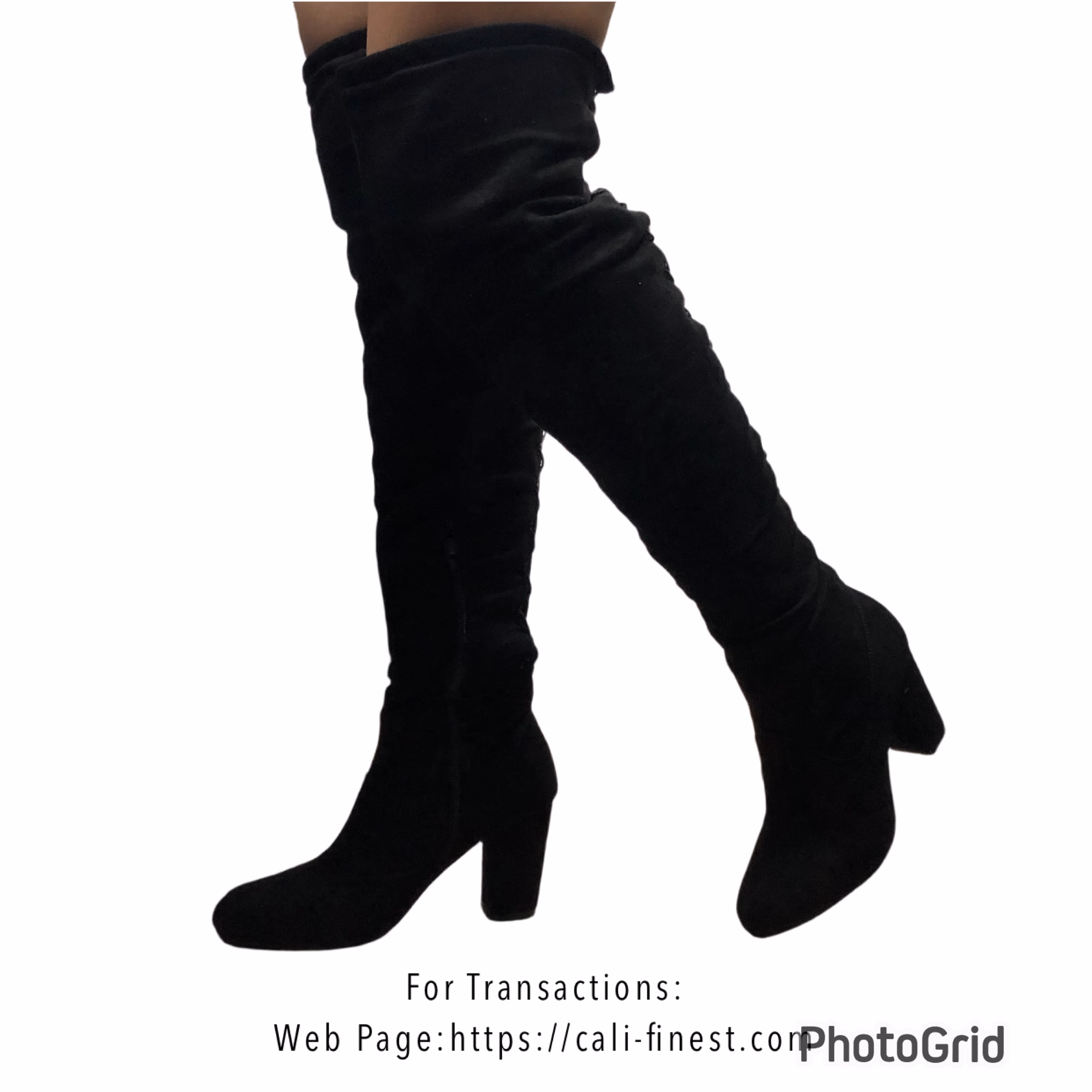Shoe Vibe Black Faux Suede Thigh High Over the Knee Boots 10