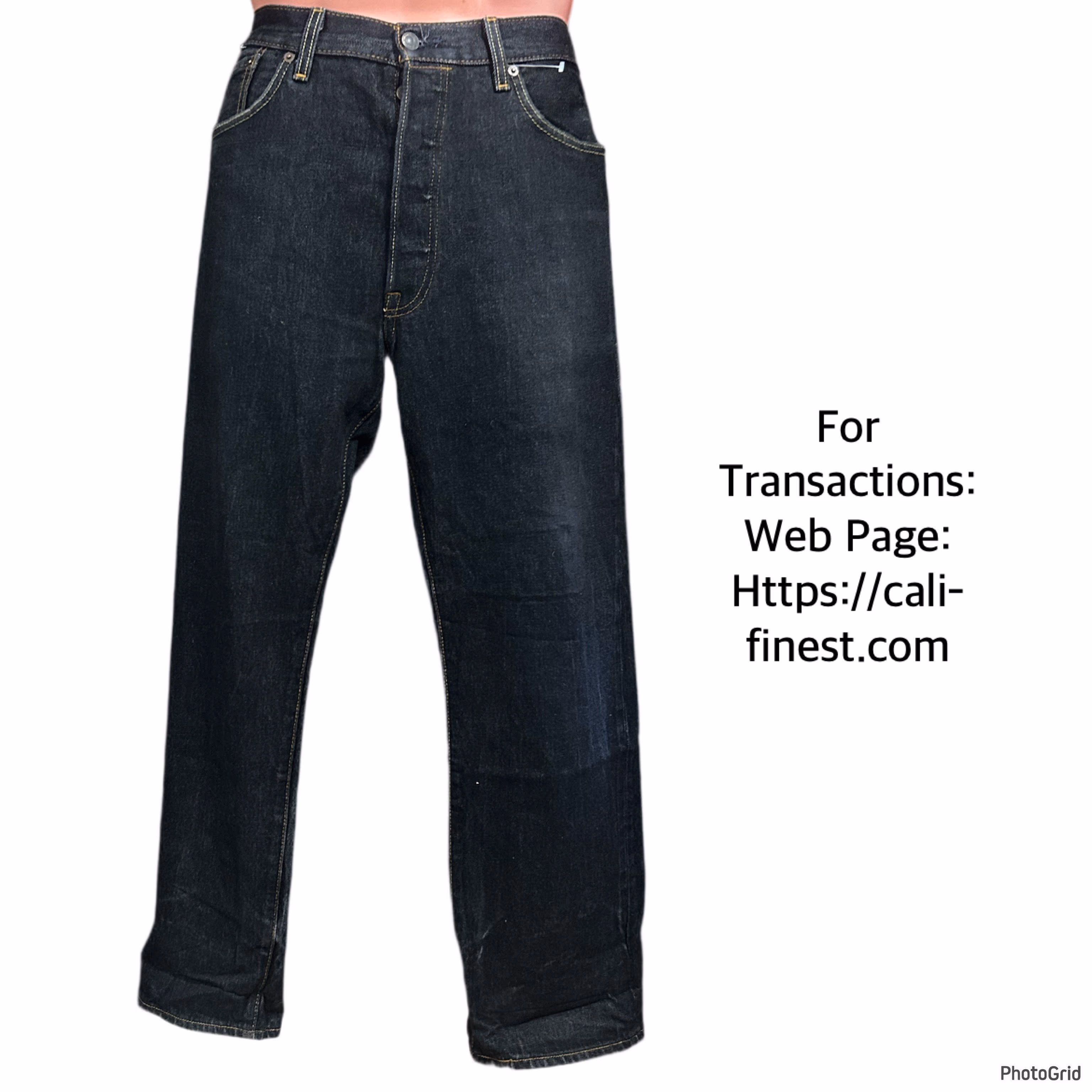 Levis 501 Button fly Jeans pants  Black For Men   B#0035 