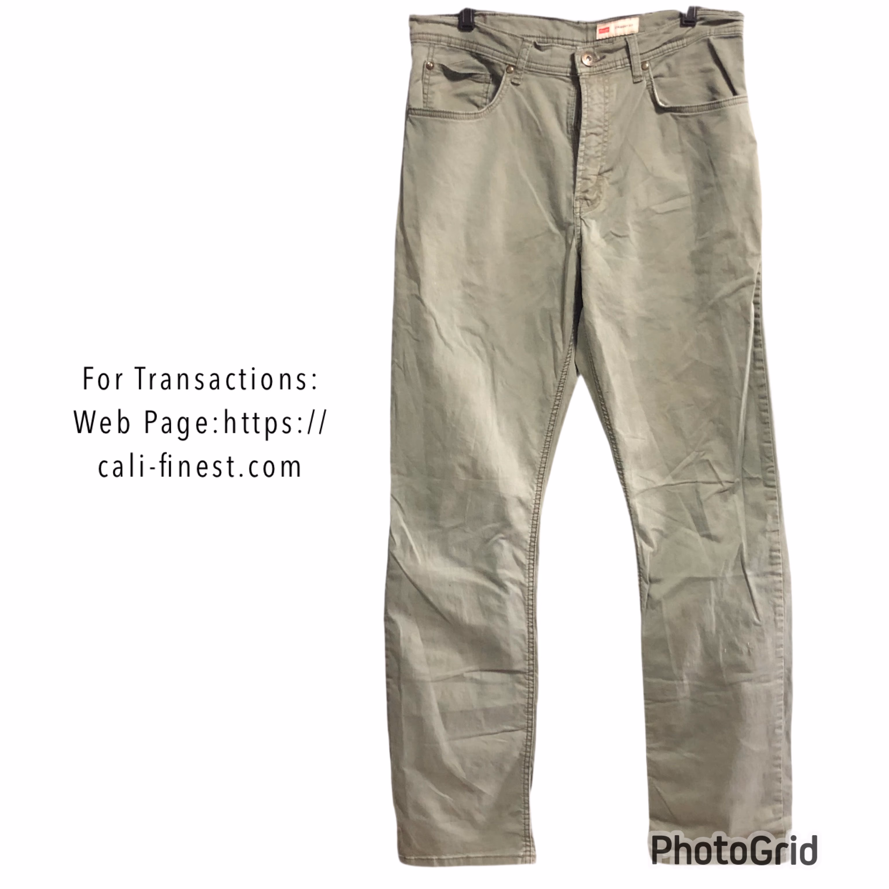 Wrangler Straight Fit Mens Olive Green Jeans Pants 34x34