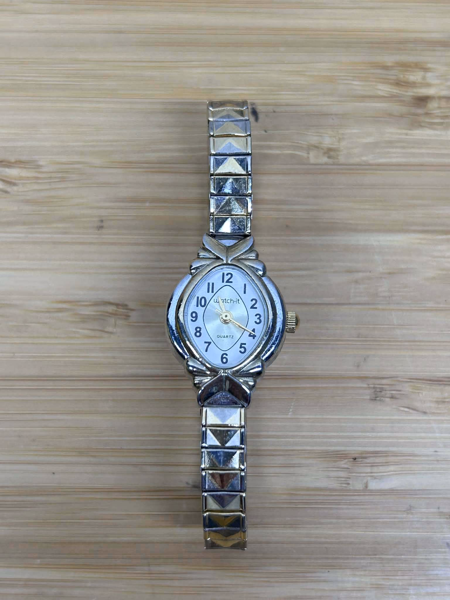 Watch-It Gold/Silver  Tone  Stretch Band Women's Quartz Watch