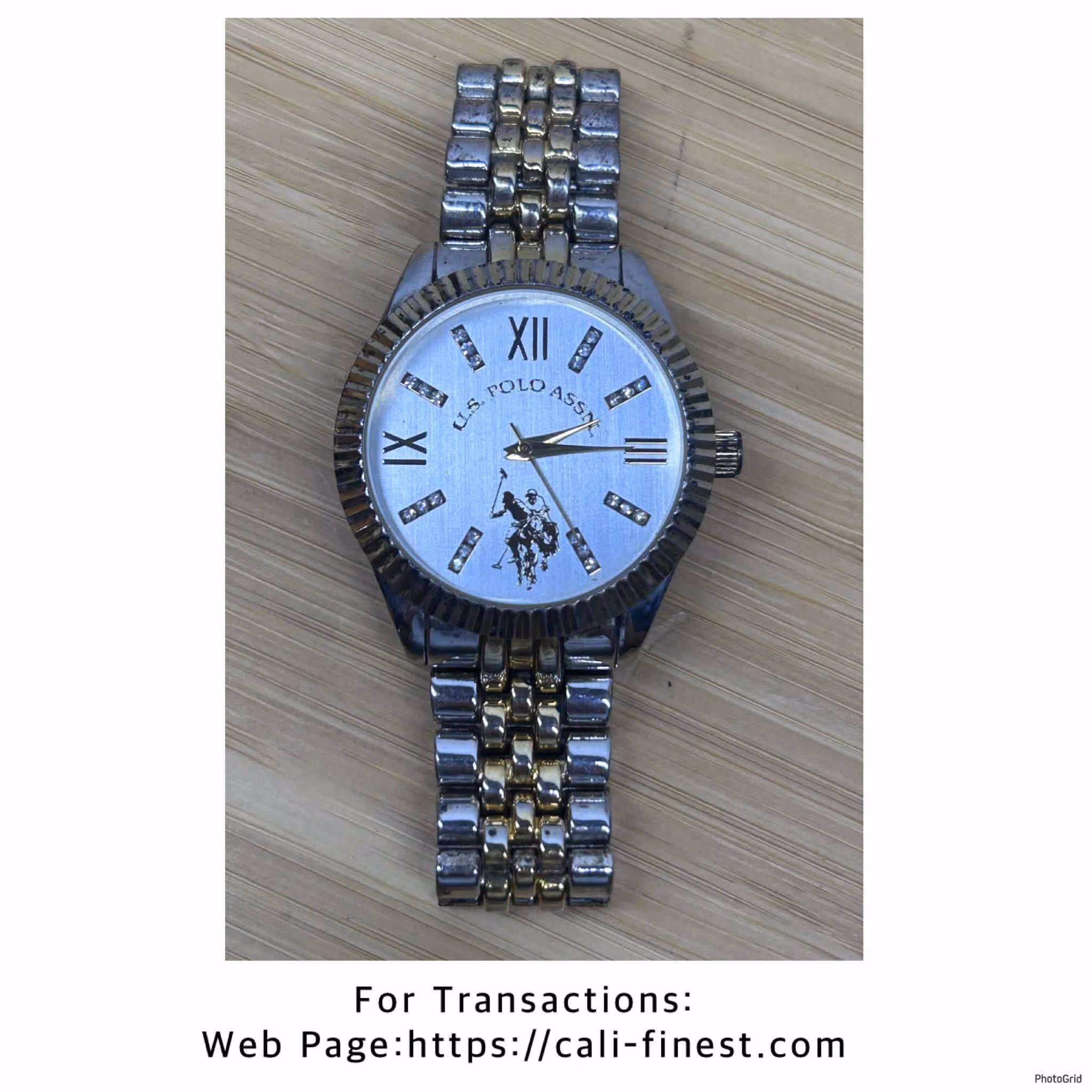 U.S Polo Assn. Unisex Analog Quartz Watch with Alloy Strap (OXIDIZED) Two Tone 