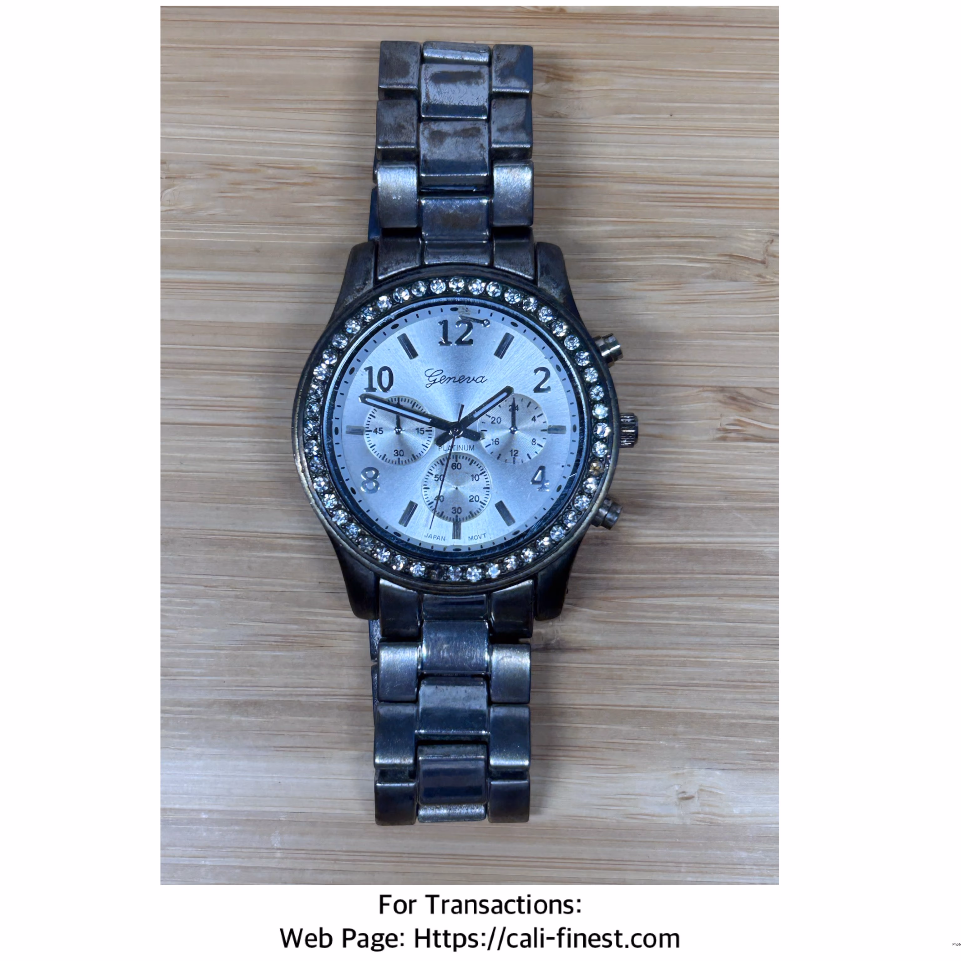 Geneva Silver Tone Dial Round Case Stainless Steel Watch 