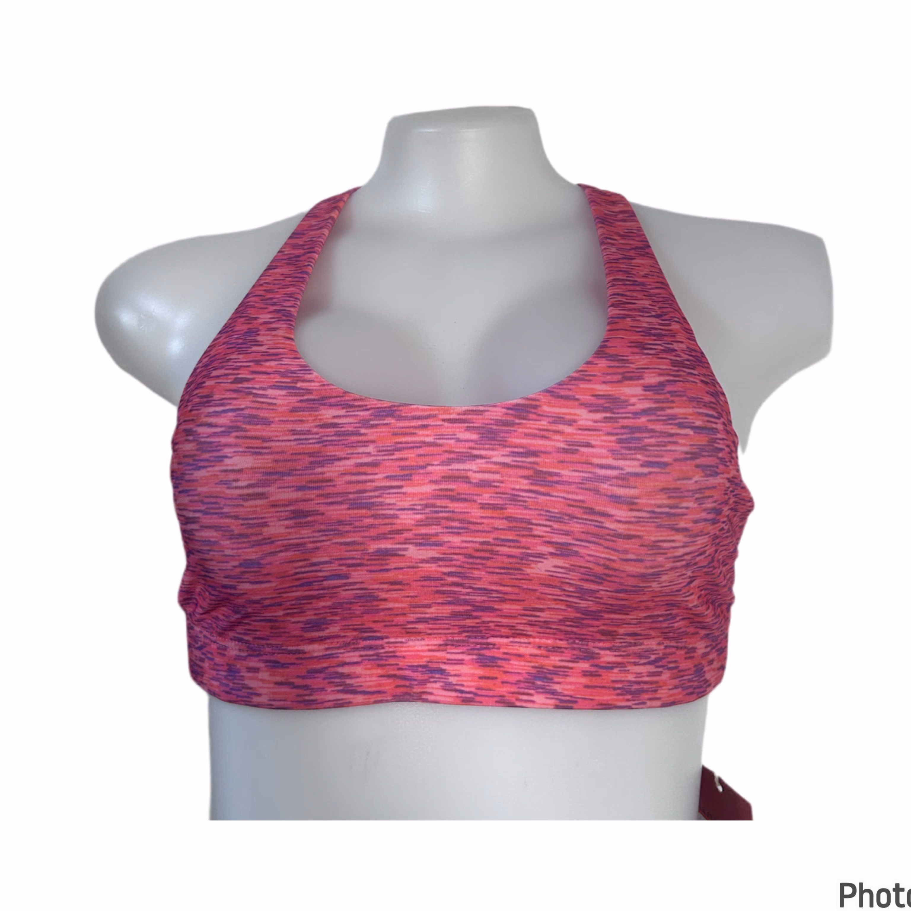 Mossimo Women’s Sz Medium Strappy Hot Pink Space dye Running Sports Bra Workout Top