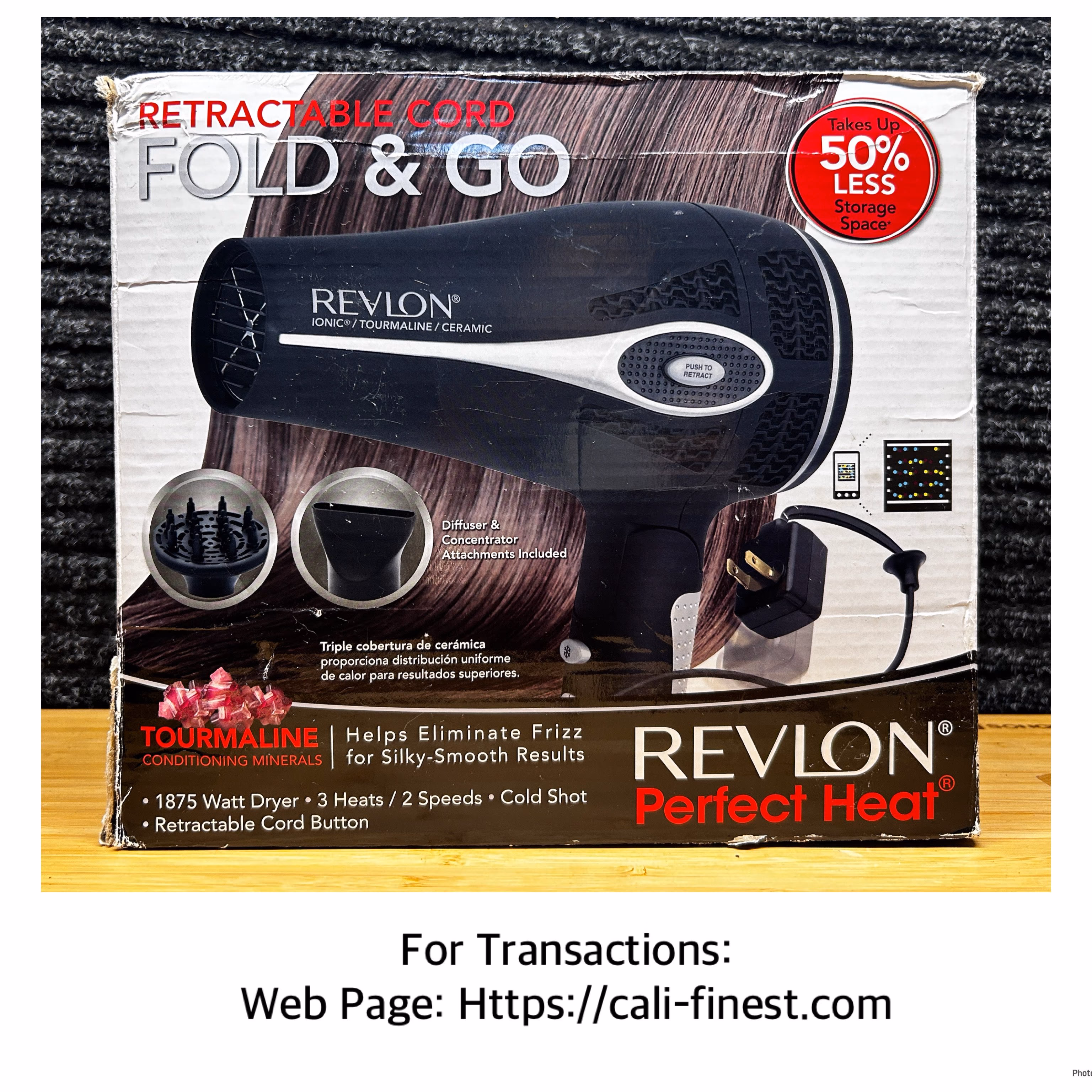 Revlon 1875 watt Retractable Cord Fold & Go Ceramic Hair Dryer   BW#002