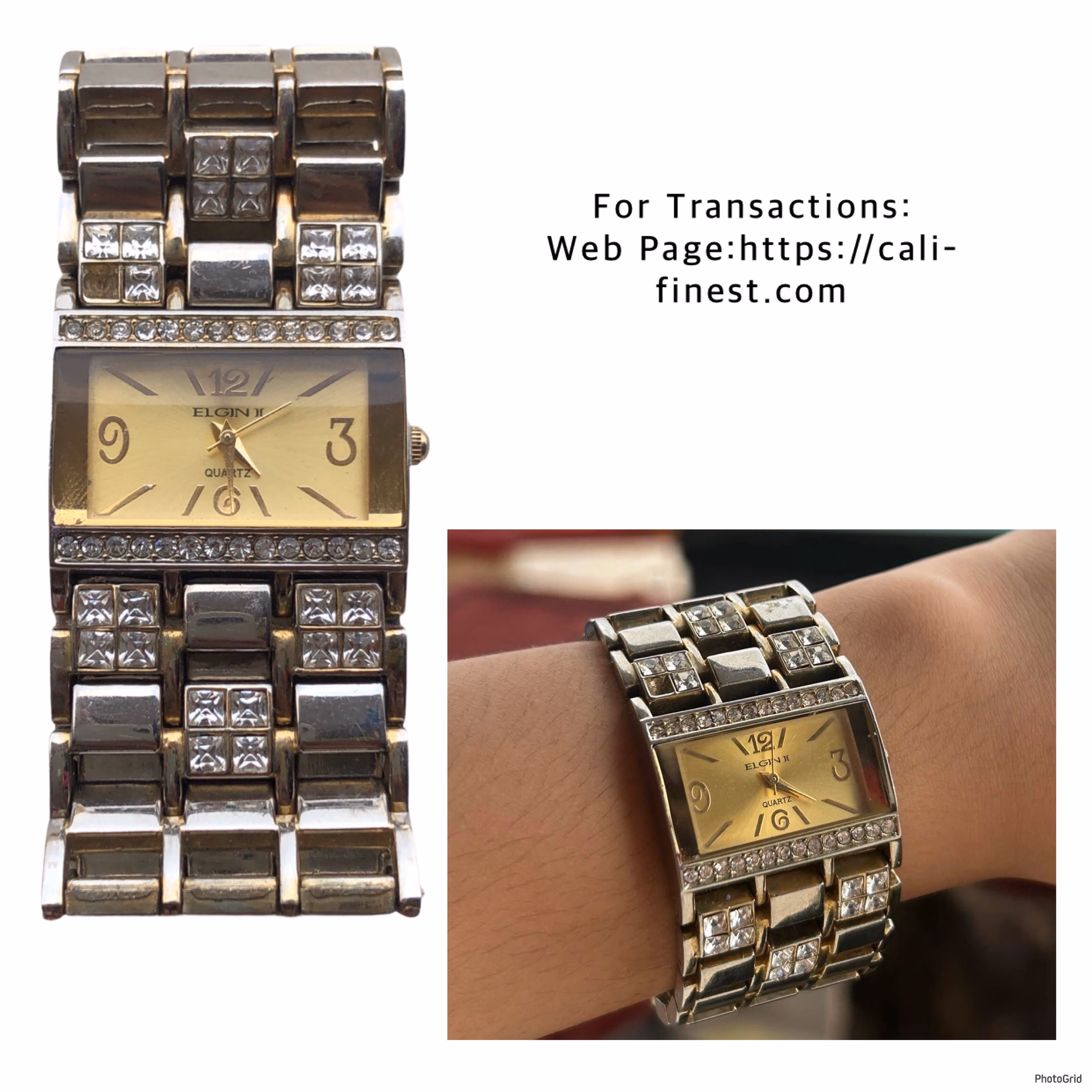 ELGINI II 2 tone Diamond Quartz Ladies Rectangular Watch