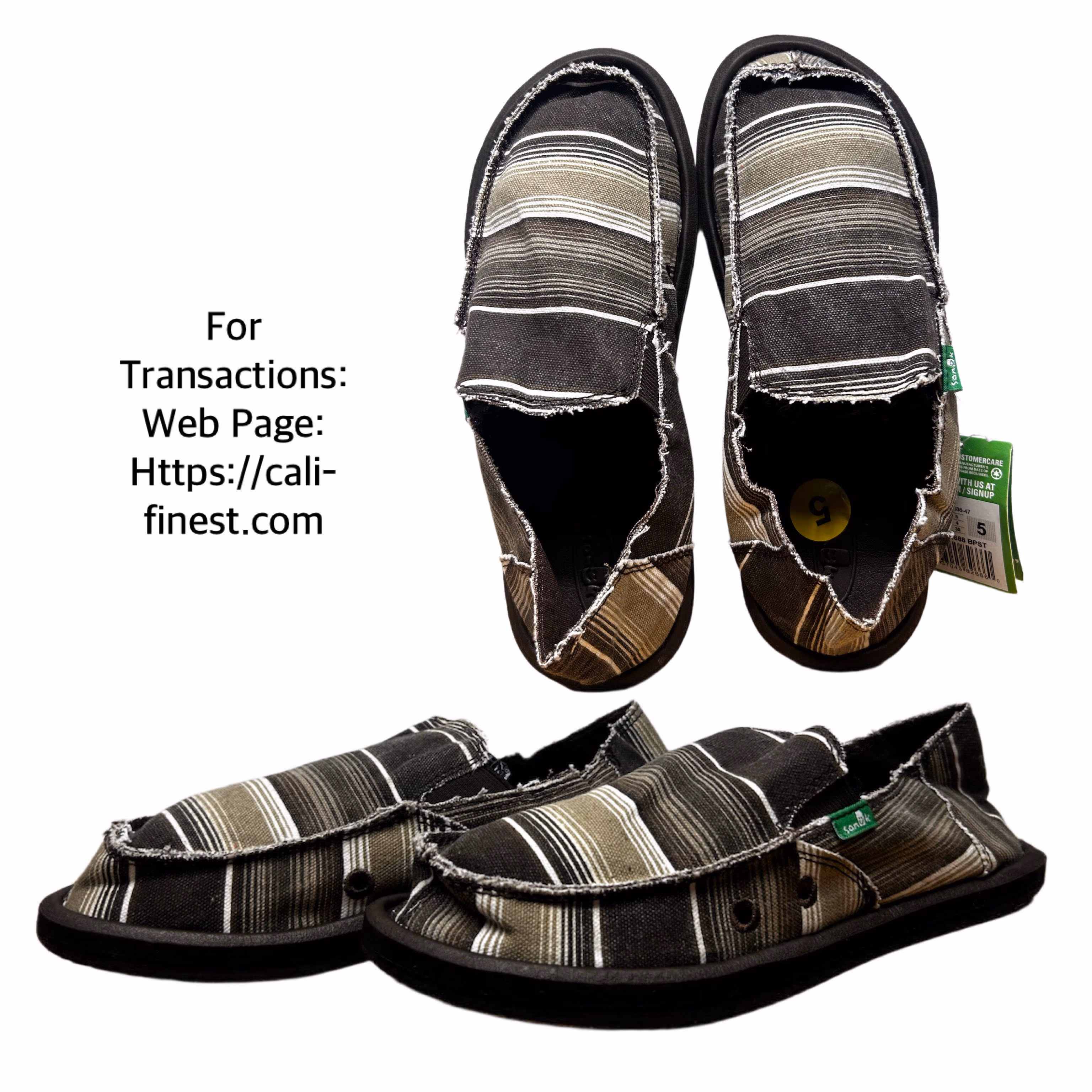 Brandnew Sanuk Sidewalk Surfer striped canvas slip-on loafers  S#00189 