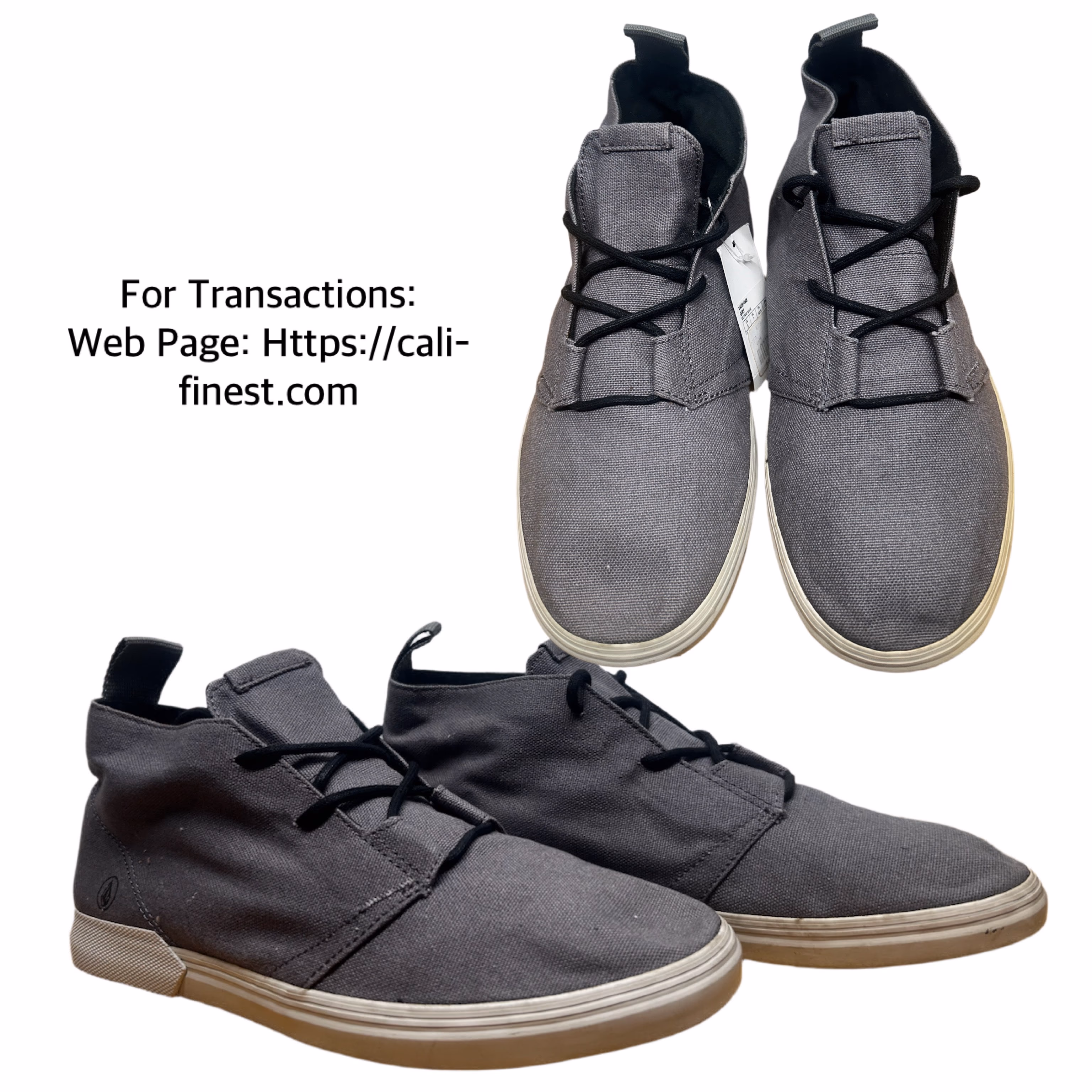 Brandnew high-top skate shoes in grey canvas sneakers  S#00190 