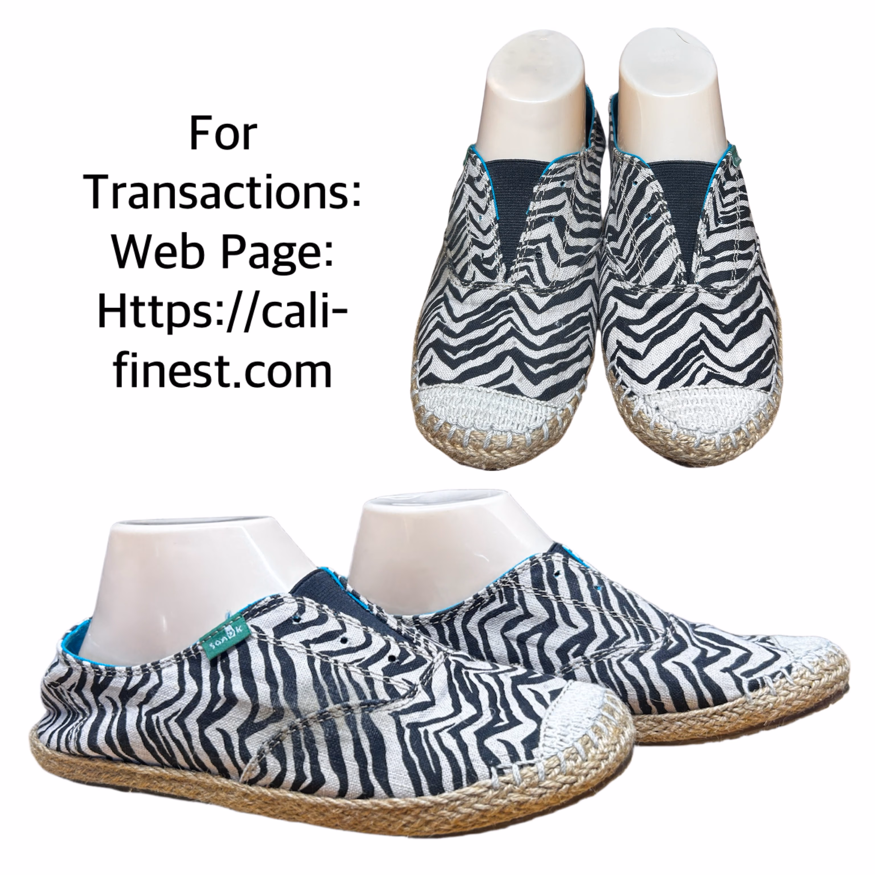 Sanuk zebra print espadrille slip-on shoes  S#00195 