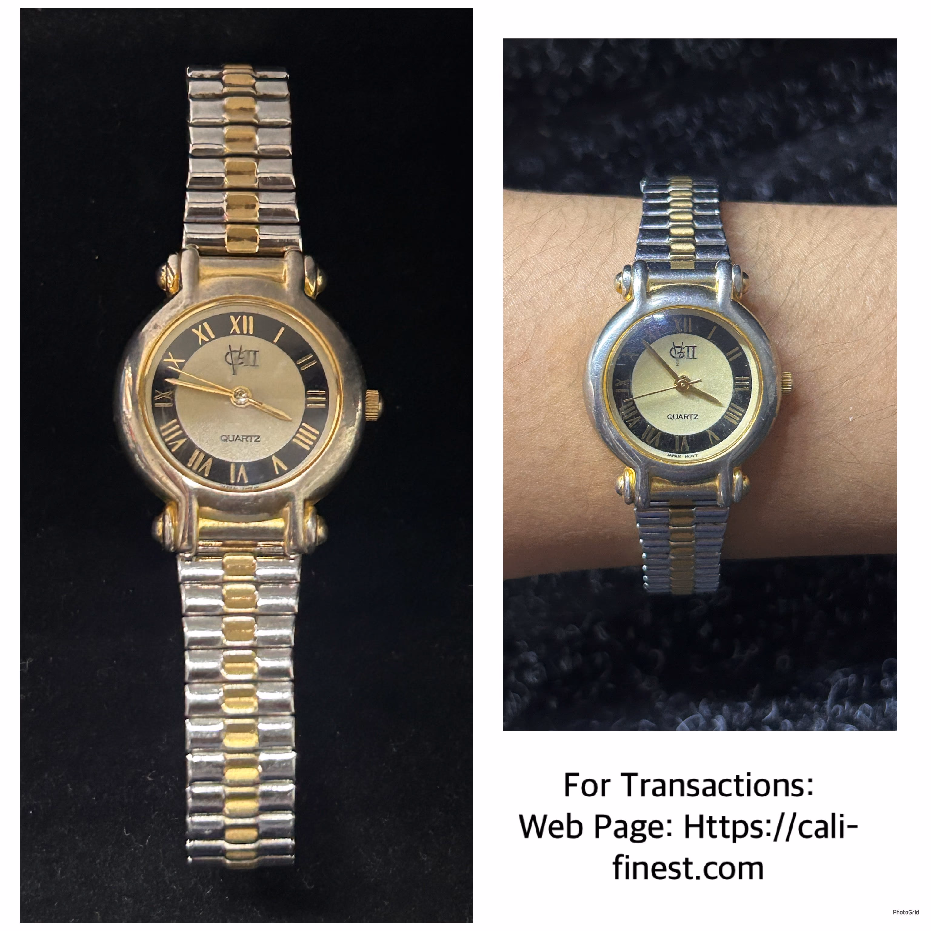 GV II Gloria Vanderbilt Gold Silver Tone Watch For Women