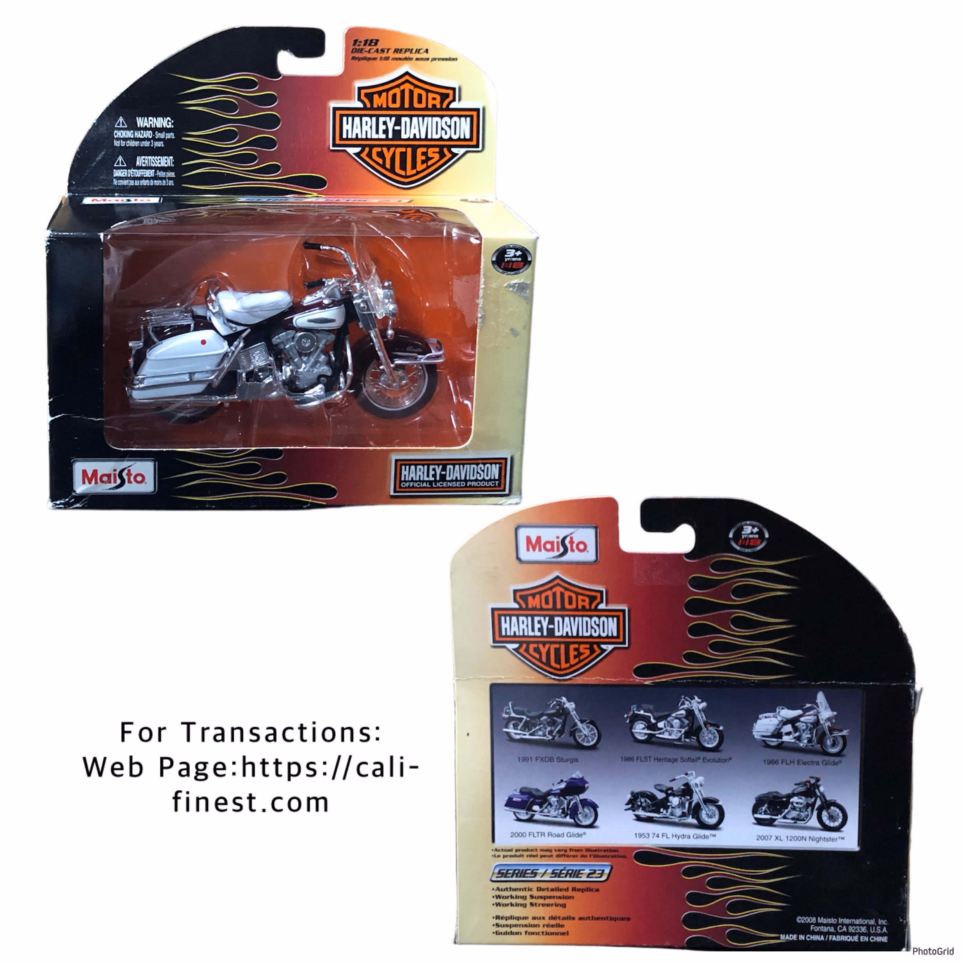 MAISTO Harley-Davidson 1966 FLH Eectra Glide Motorcycle 1:18 Scale 