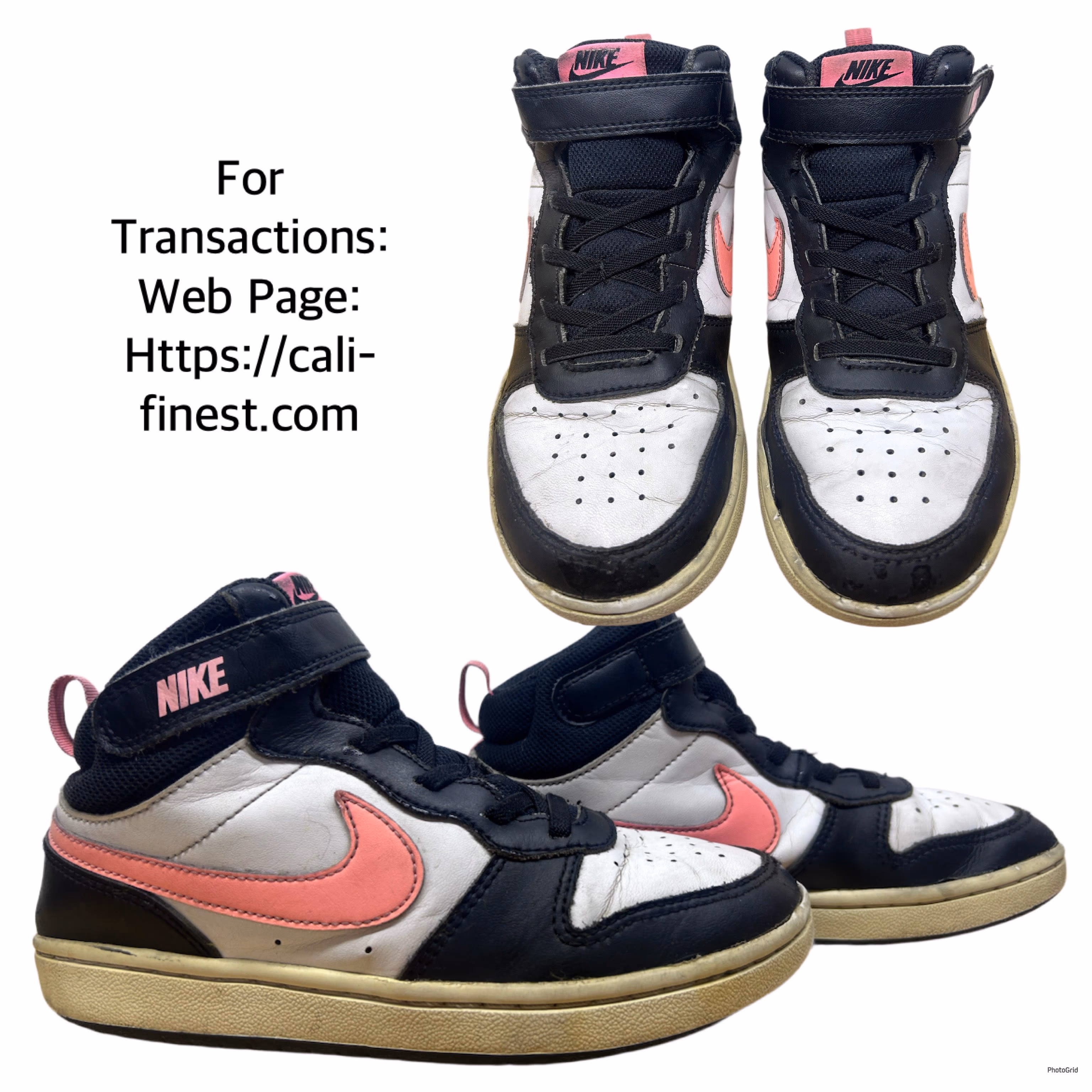 Nike Court Borough Mid 2 Sneakers SZ 2.5Y  CD7783-005 Black/Pink For Kids  Shoes  S#00215